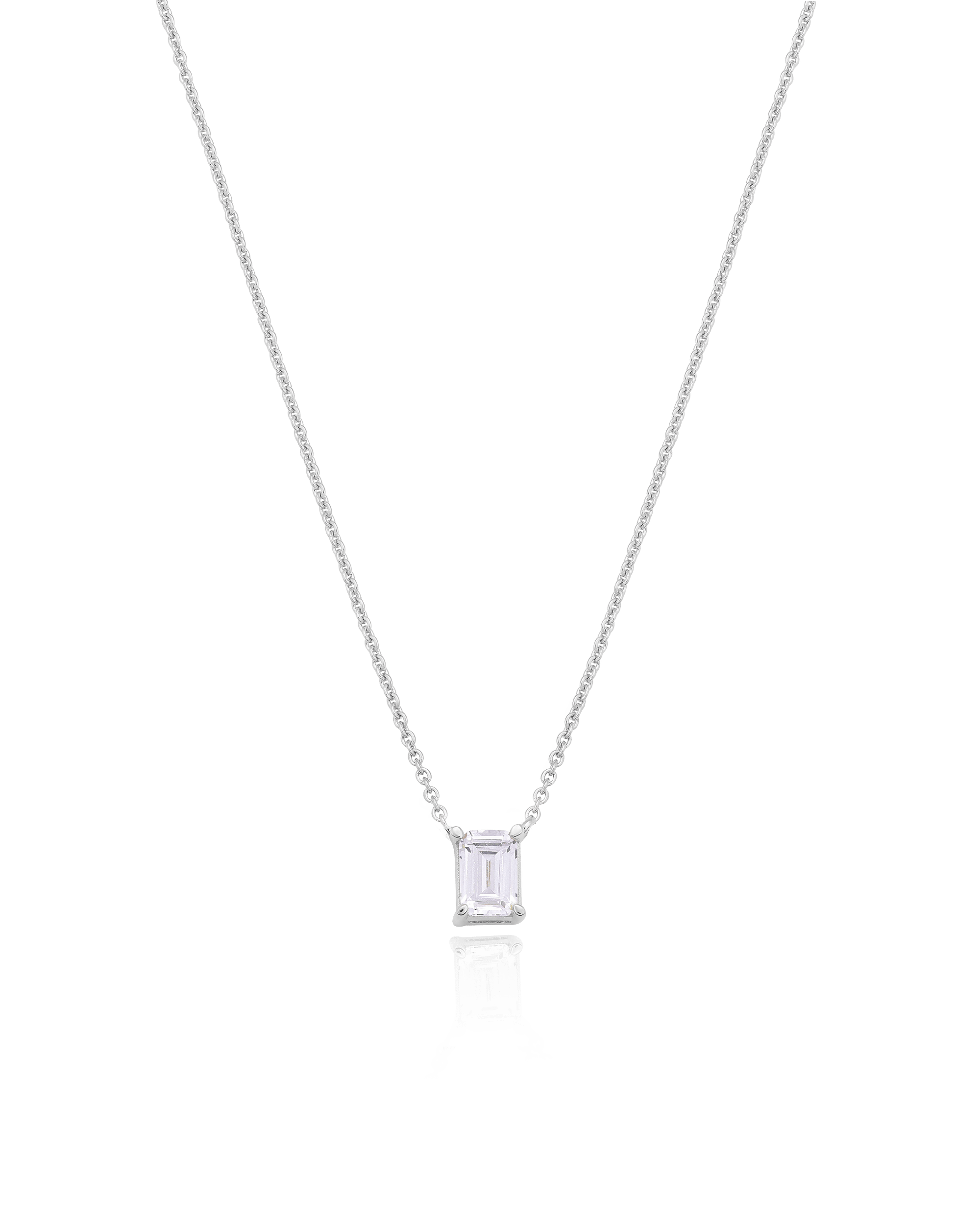 Emerald Solitaire Diamond Necklace - 14K Rose Gold Necklaces magal-dev 