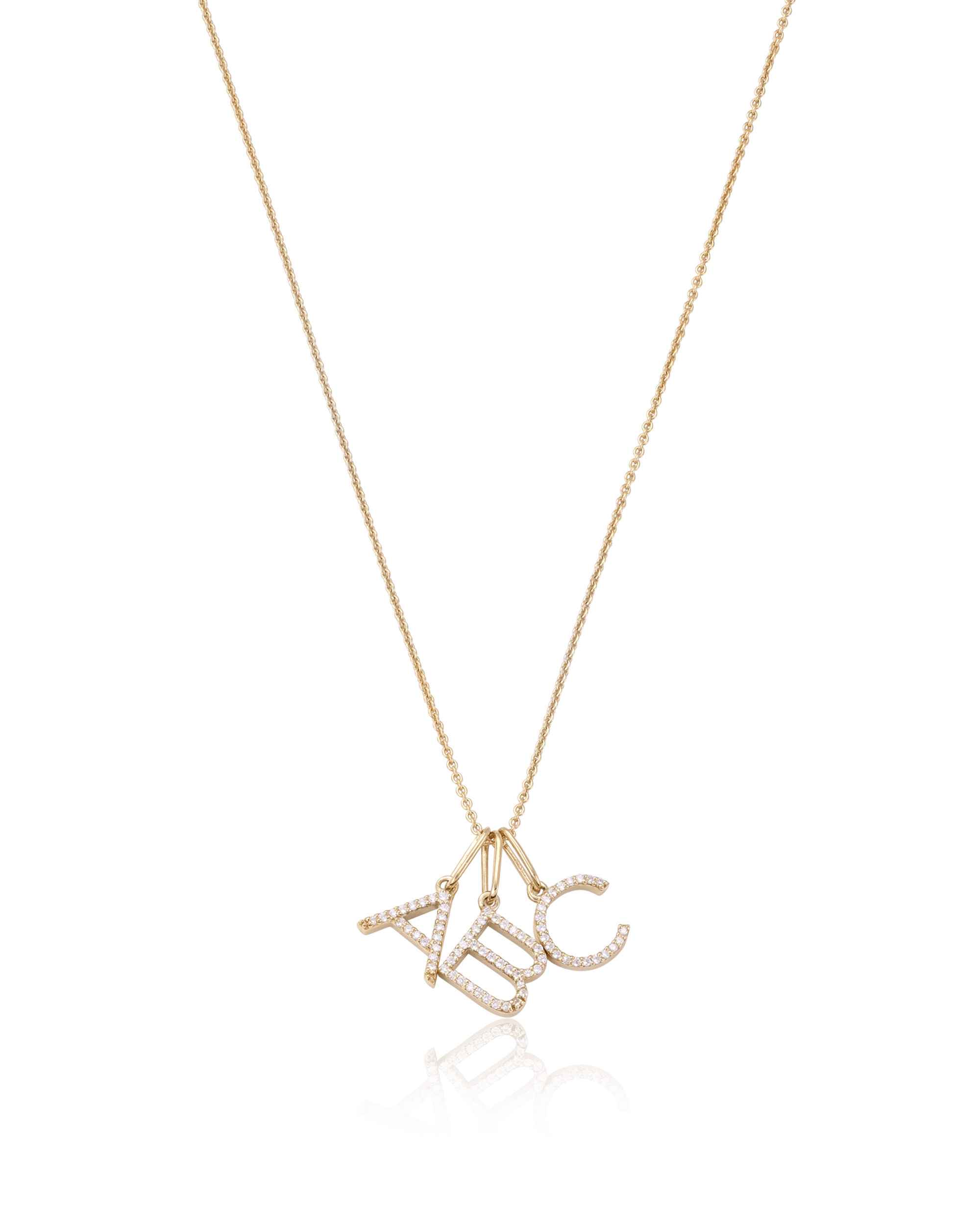 Frosted Initial Necklace - 18K Gold Vermeil Necklaces magal-dev 1 Initial 16”+2” extender 