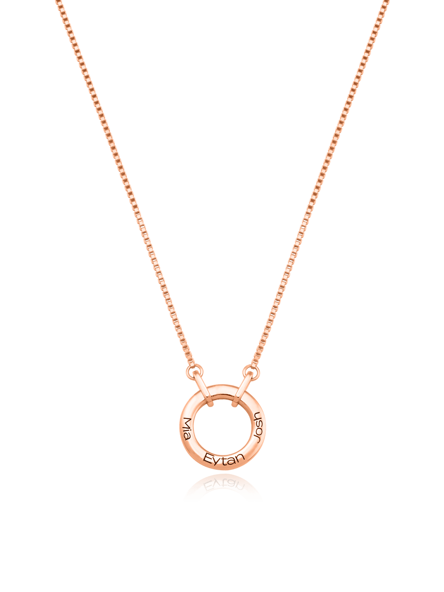 Family Circle Necklace - 18K Rose Gold Plated