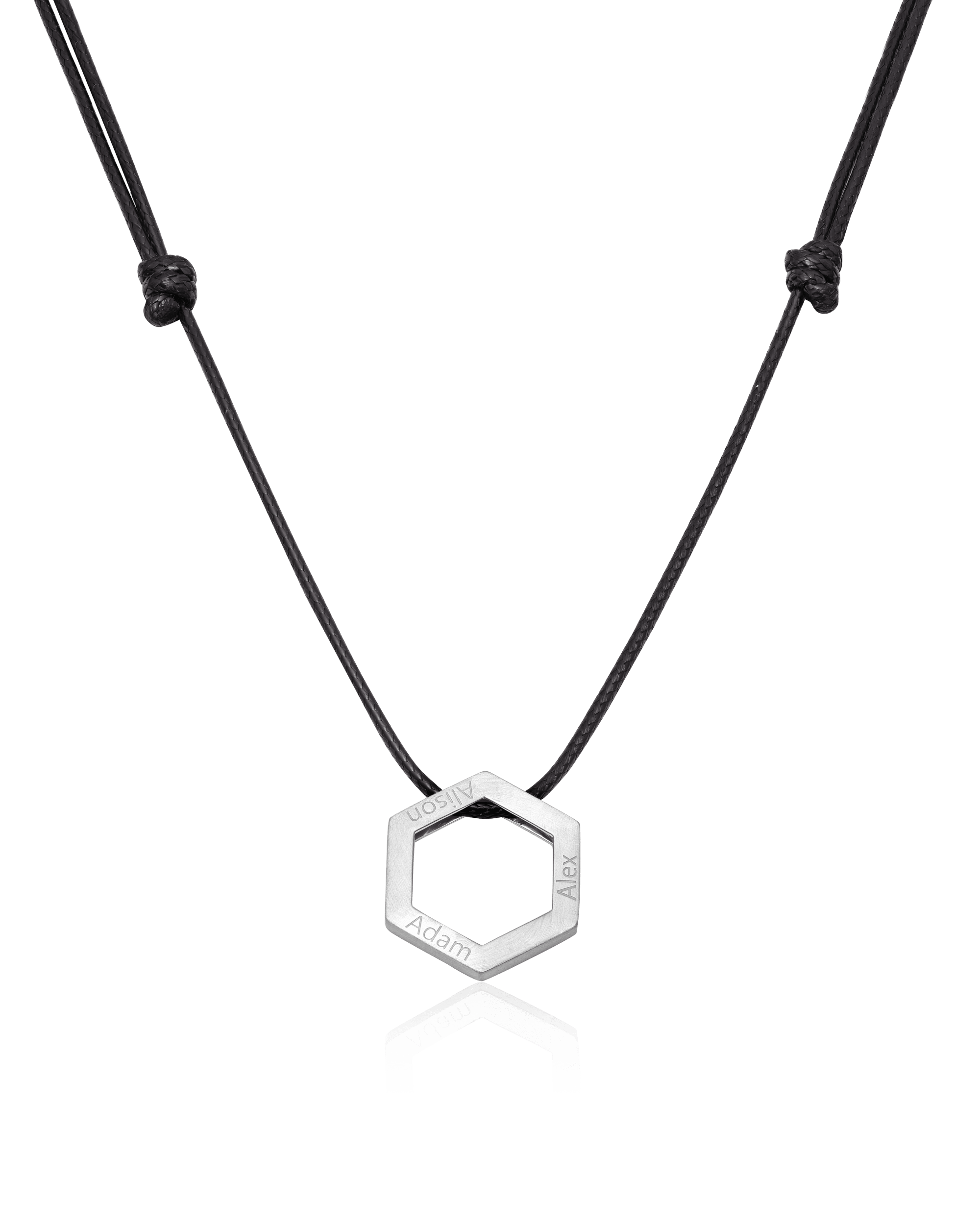 Honeycomb Necklace - 925 Sterling Silver Necklaces magal-dev Black 1 Name Adjustable Cord Chain 20"-24"