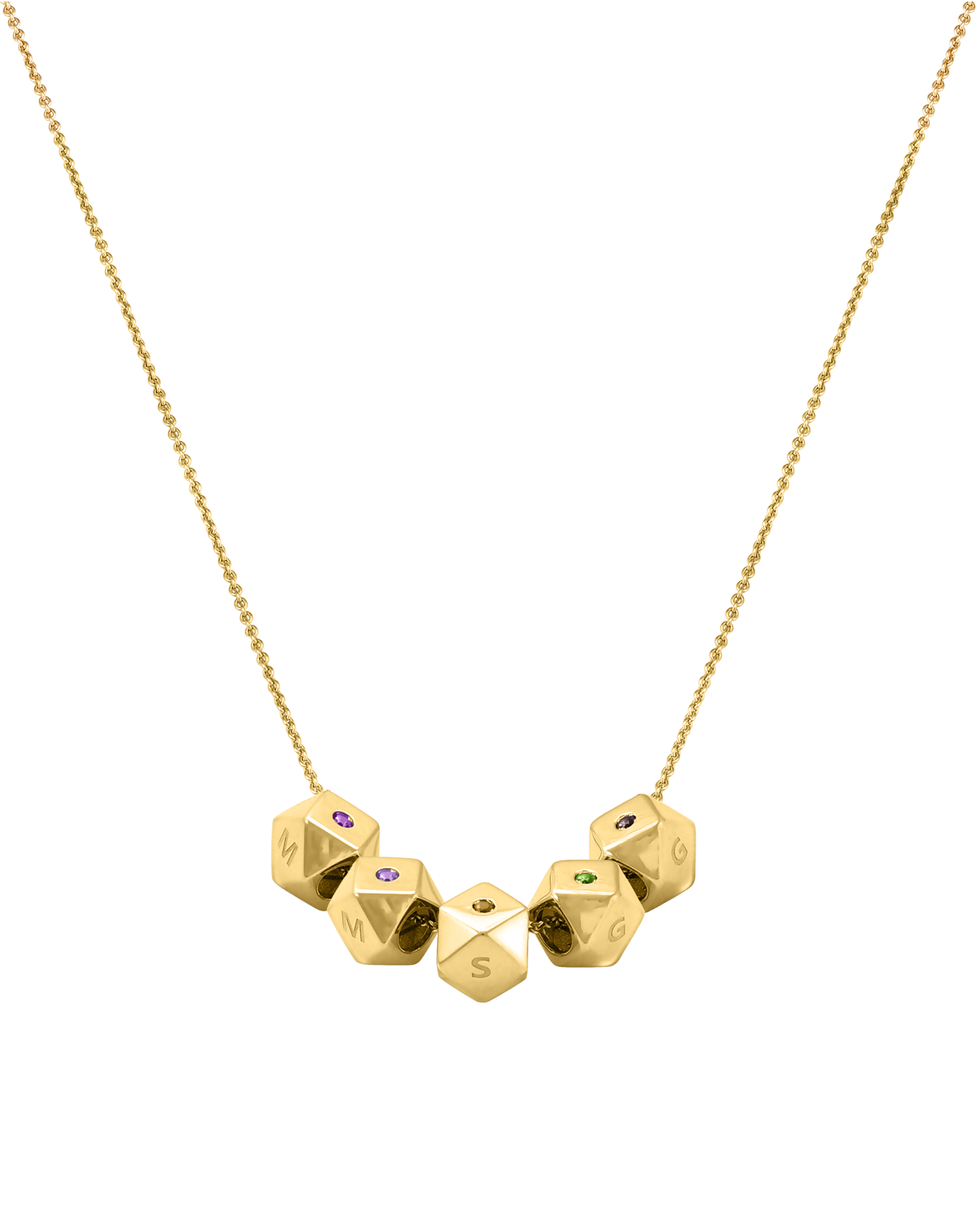 Hedra Birthstones Necklace - 18K Gold Vermeil Necklaces magal-dev 5 Charms 16”+2” extender 