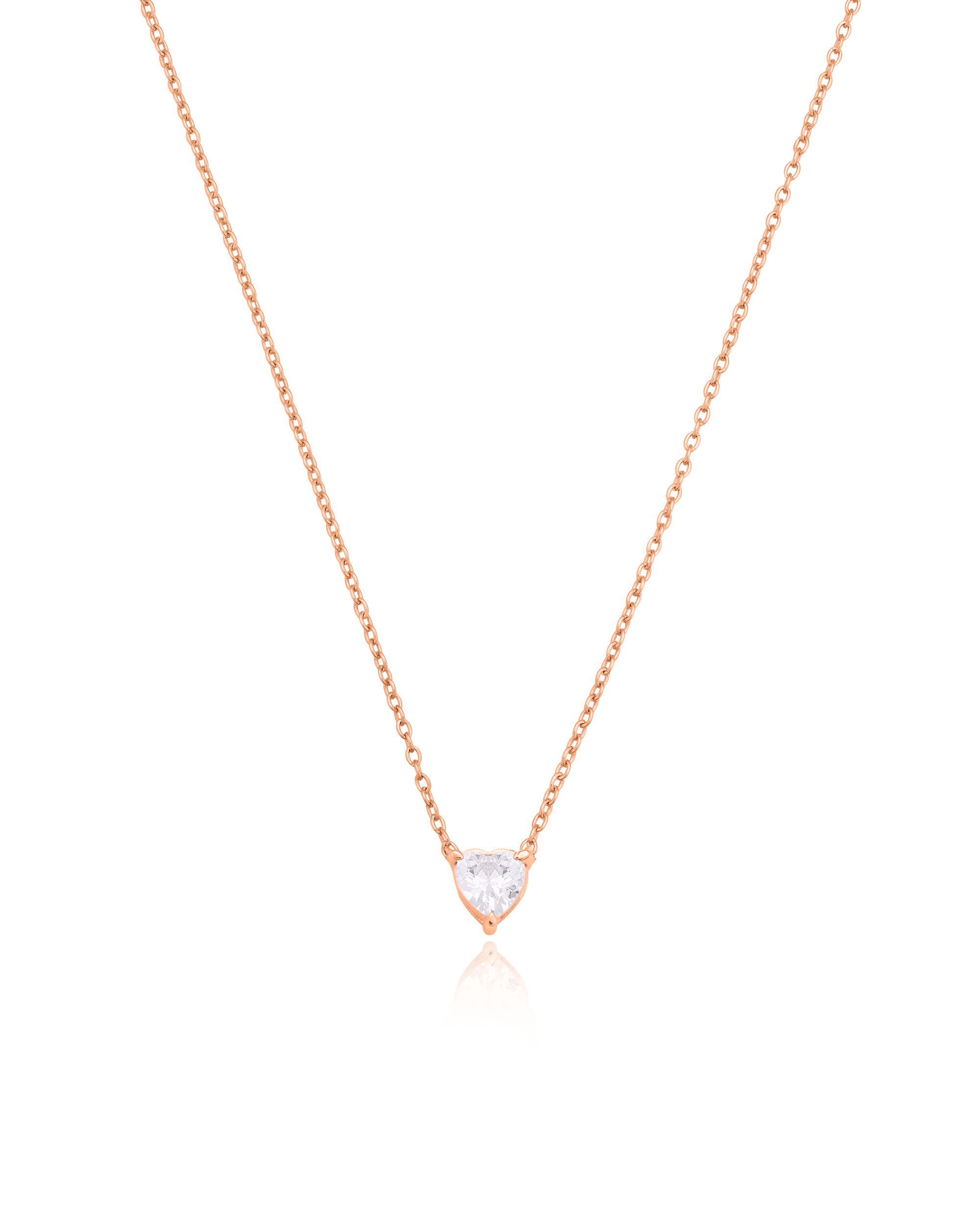 Heart Solitaire Diamond Necklace - 18K Rose Vermeil Necklaces magal-dev 0.10 CT 16” 