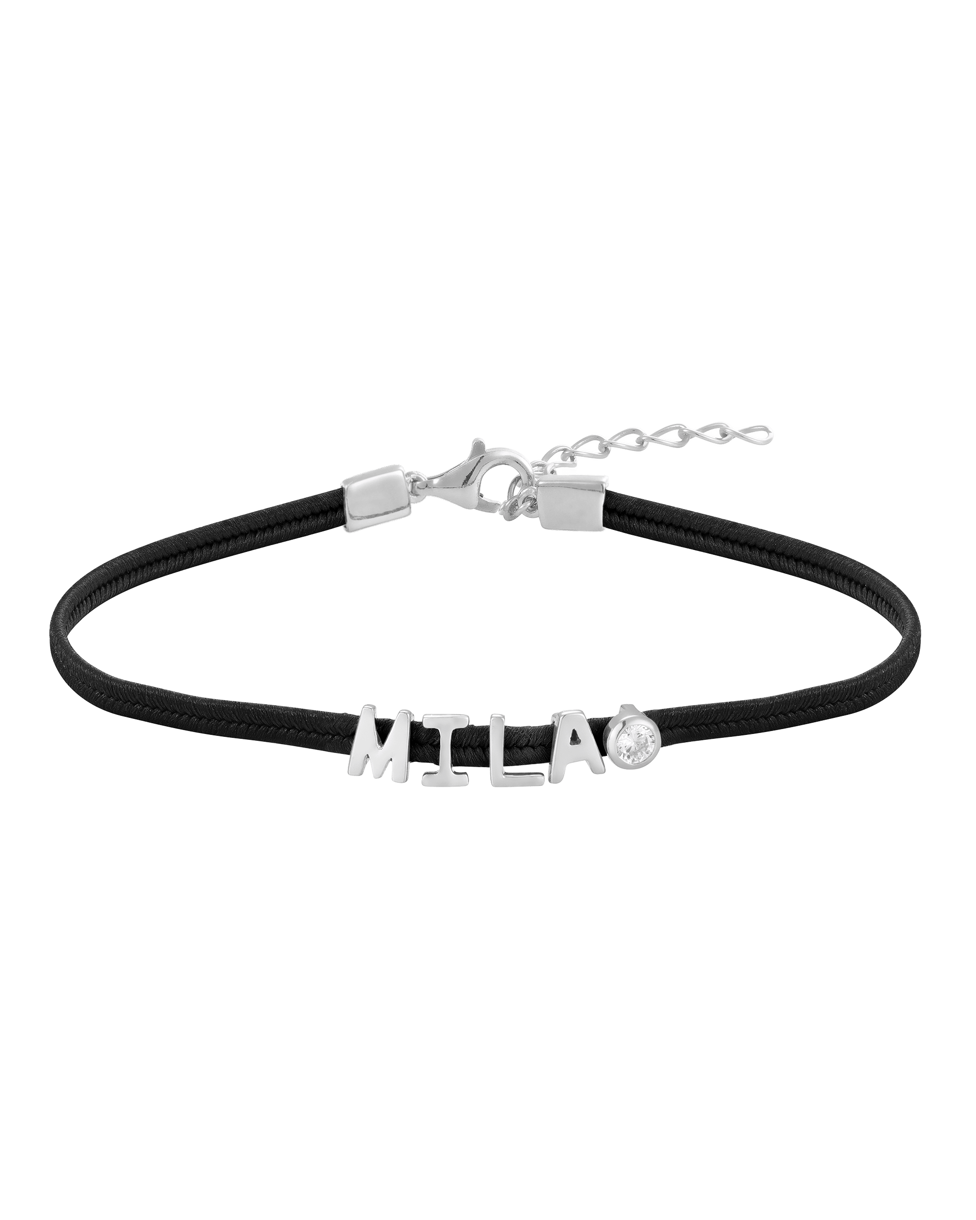 Initial Cord of Love - 925 Sterling Silver Bracelets magal-dev With Diamond Black 1