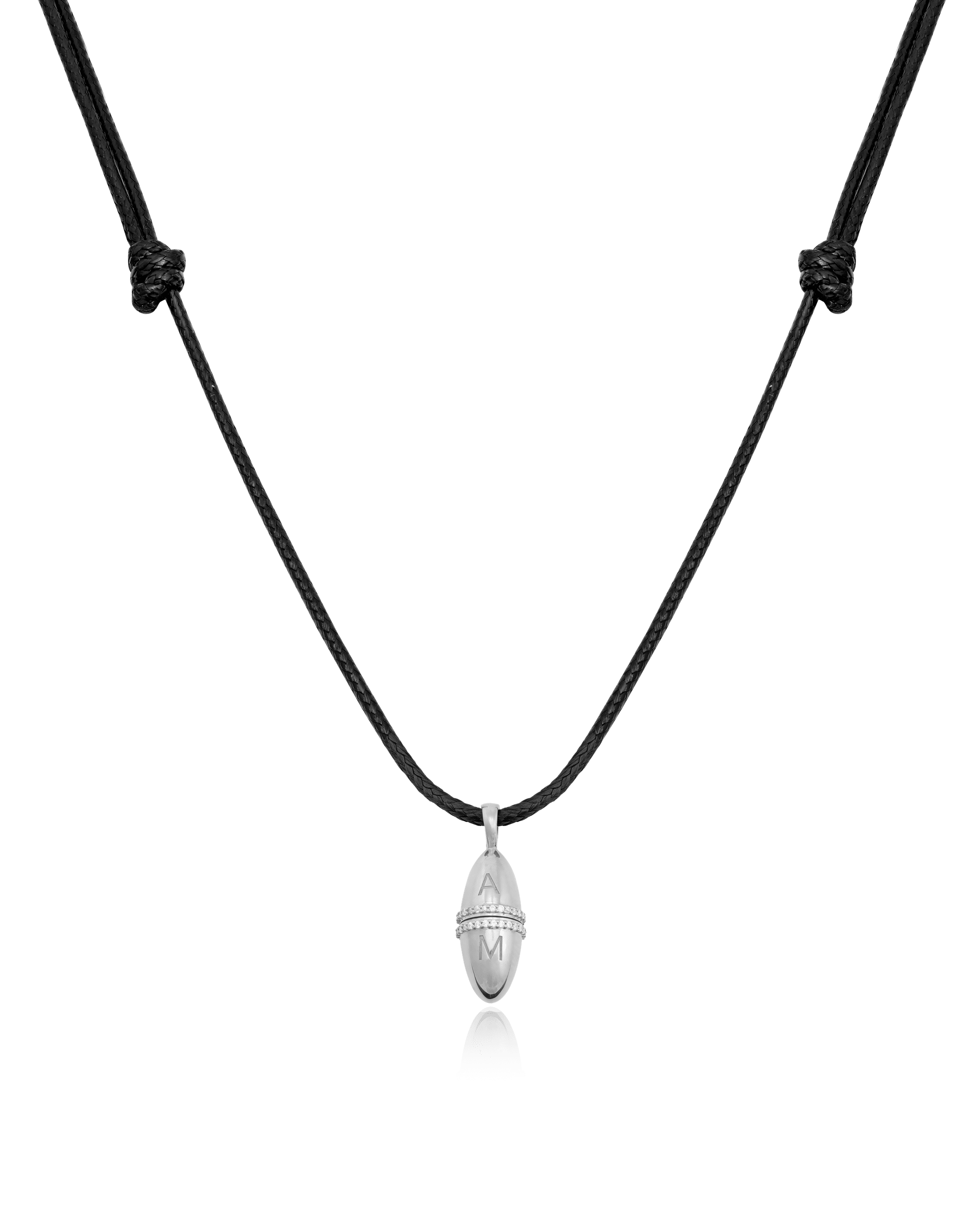 Fabergé Cord Necklace - 925 Sterling Silver Necklaces magal-dev Black Adjustable Leather Cord 20"-24" 