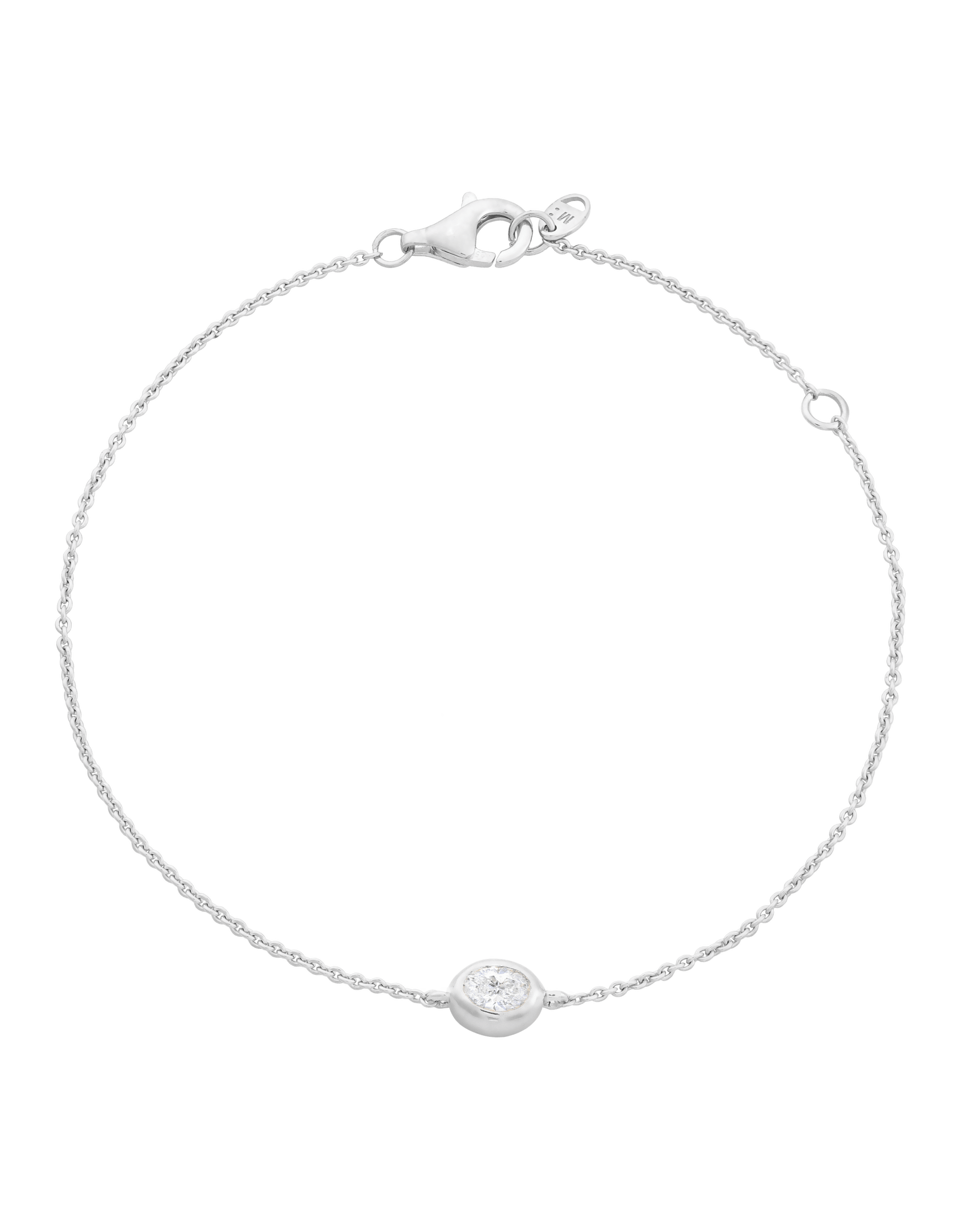 Oval Solitaire Diamond Bracelet - 14K White Gold Bracelets magal-dev 0.10 CT 6"+1“ extender 