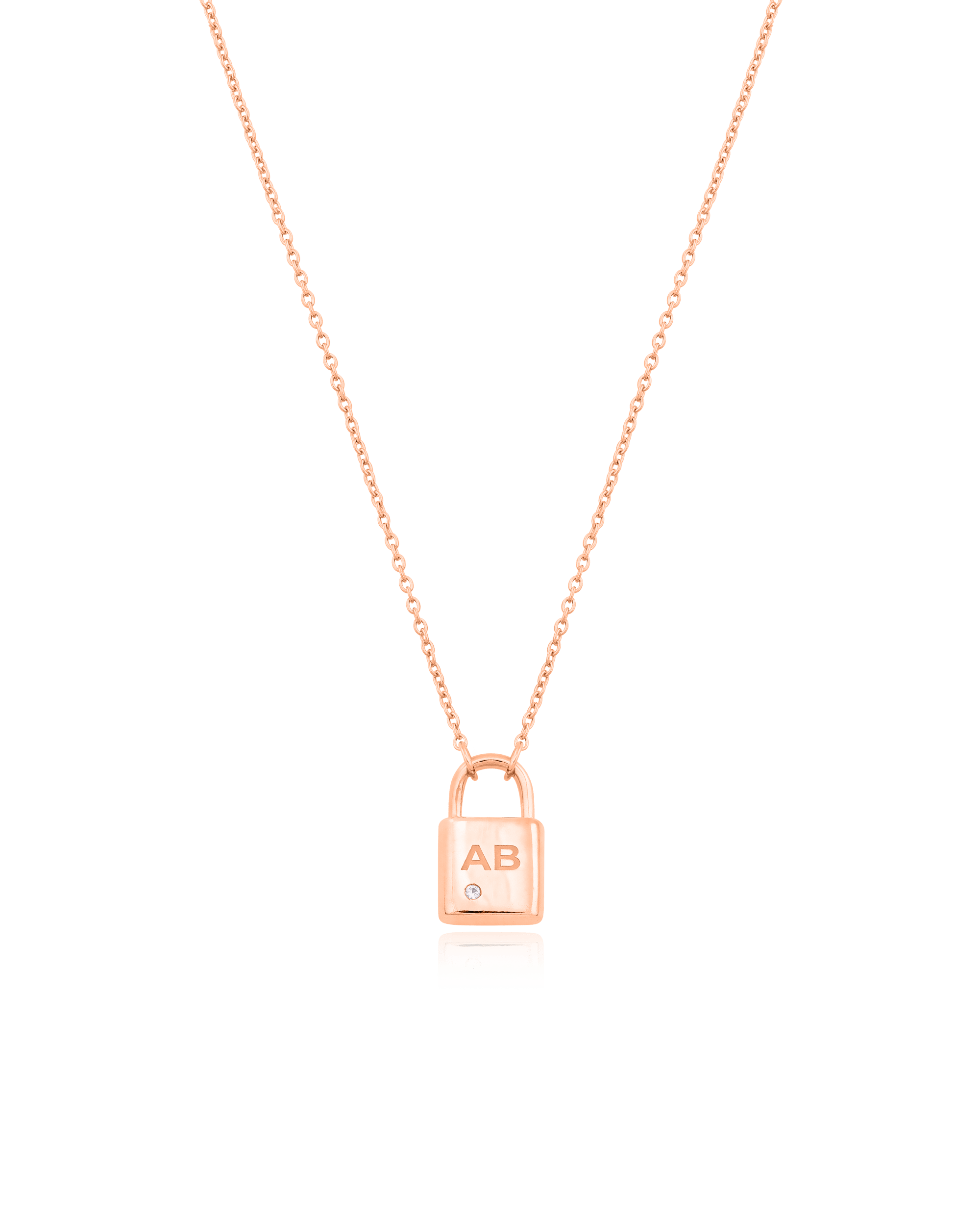 Initial Lock Necklace with Diamonds