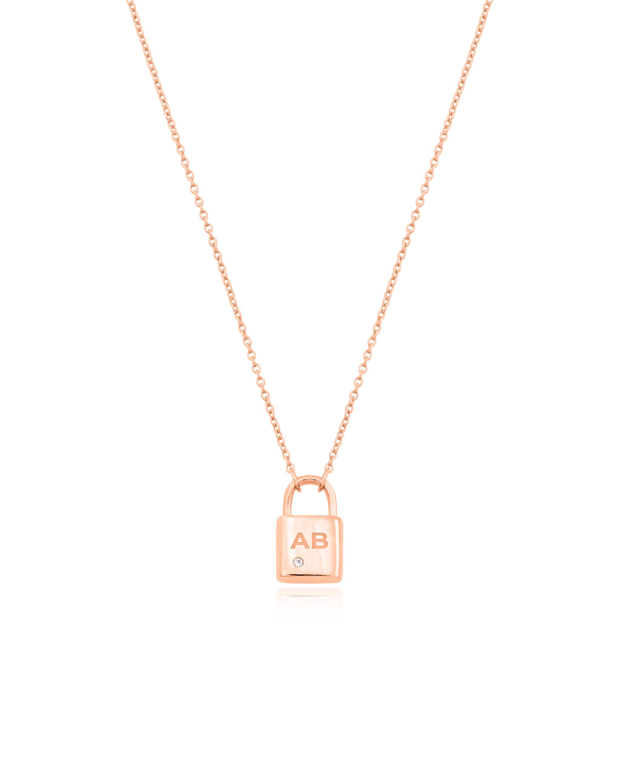 Pont Lock Necklace w/ Diamond - 18K Gold Vermeil Necklaces magal-dev 