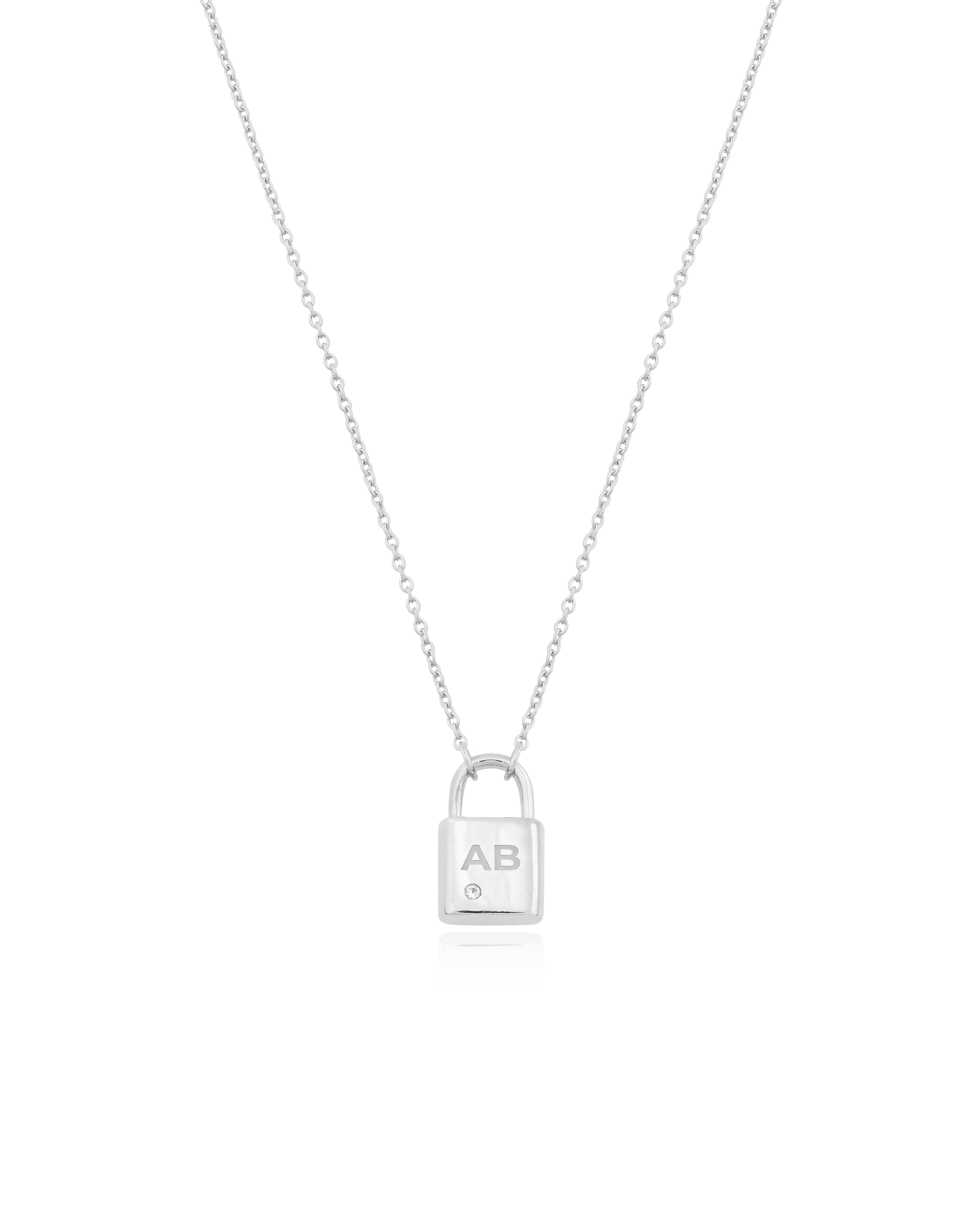 Pont Lock Necklace w/ Diamond - 18K Rose Vermeil | Gift for Her | Magal Jewelry