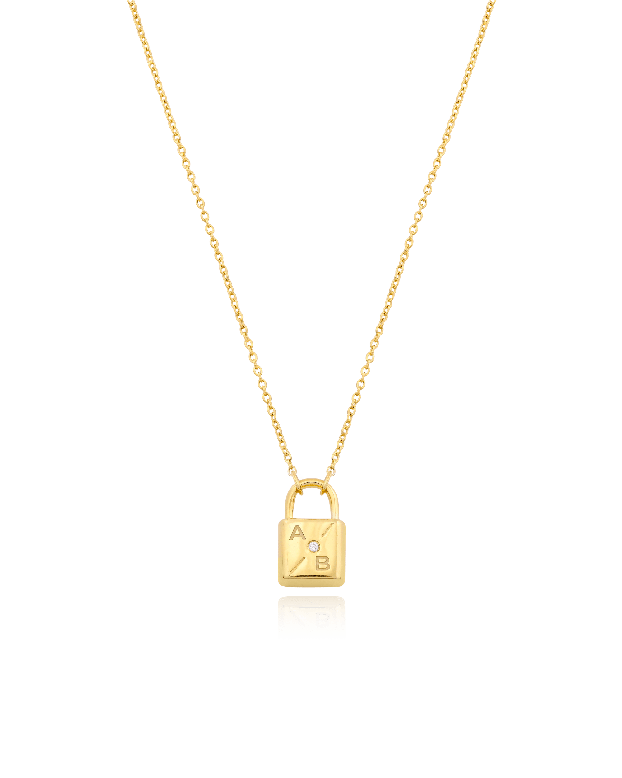 18K Initial Padlock Necklace Custom Initial Personalized Lock Necklace