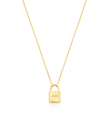 Pont Lock Necklace w/ Diamond - 18K Rose Vermeil | Gift for Her | Magal Jewelry