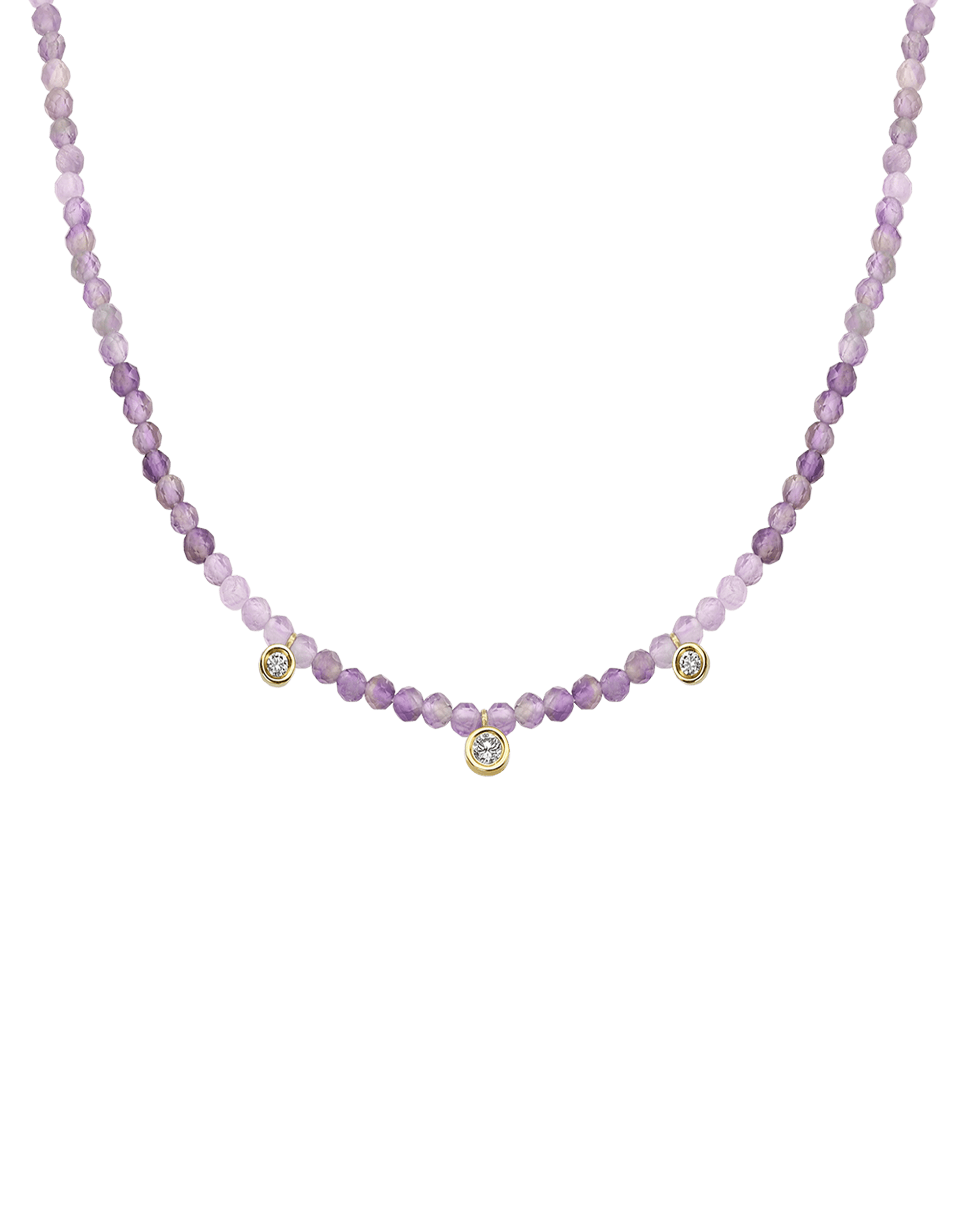 Moonstone Gemstone & Three diamonds Necklace - 14K White Gold Necklaces magal-dev 