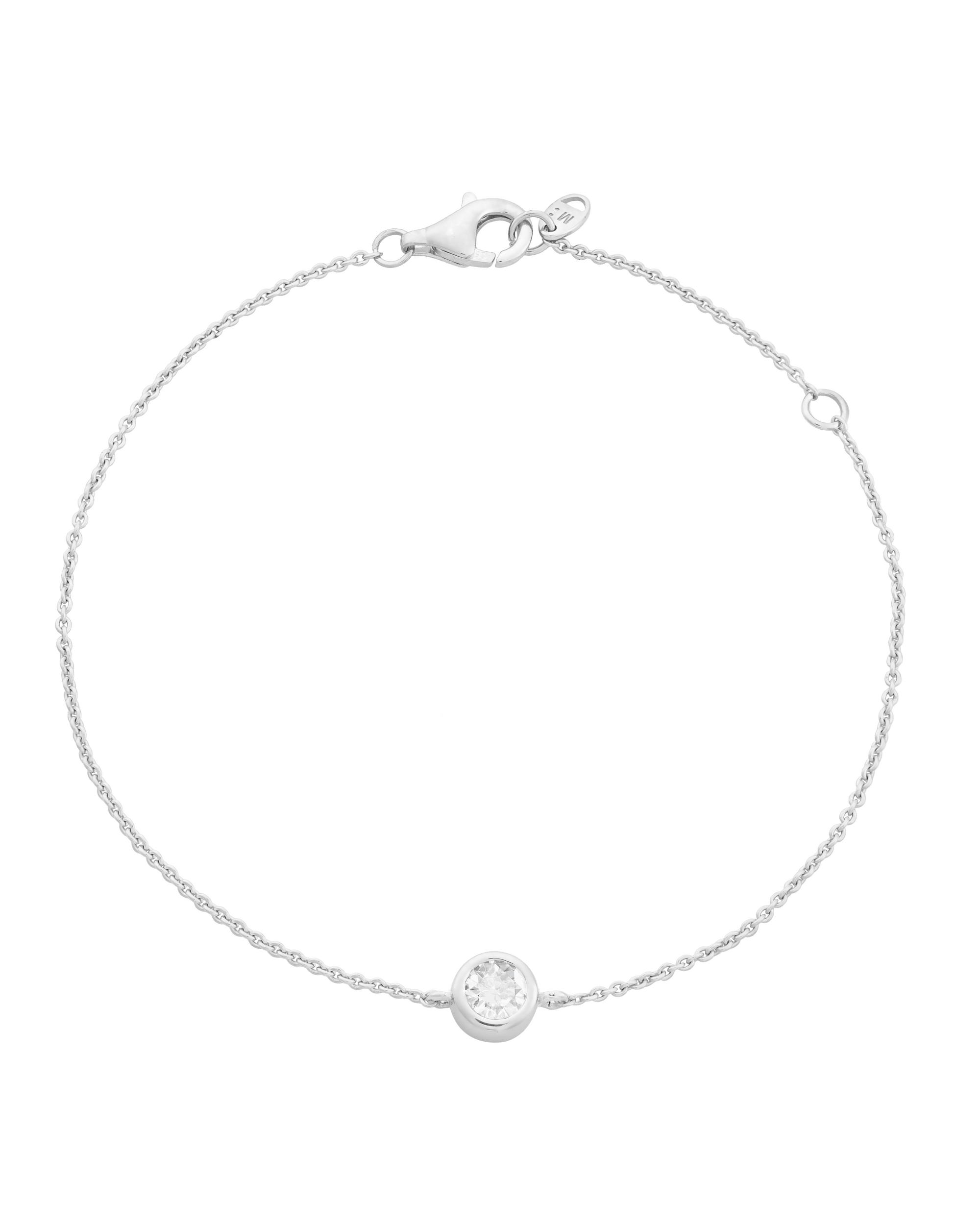 Round Solitaire Diamond Bracelet - 14K White Gold Bracelets magal-dev 0.10 CT 6"+1“ extender 