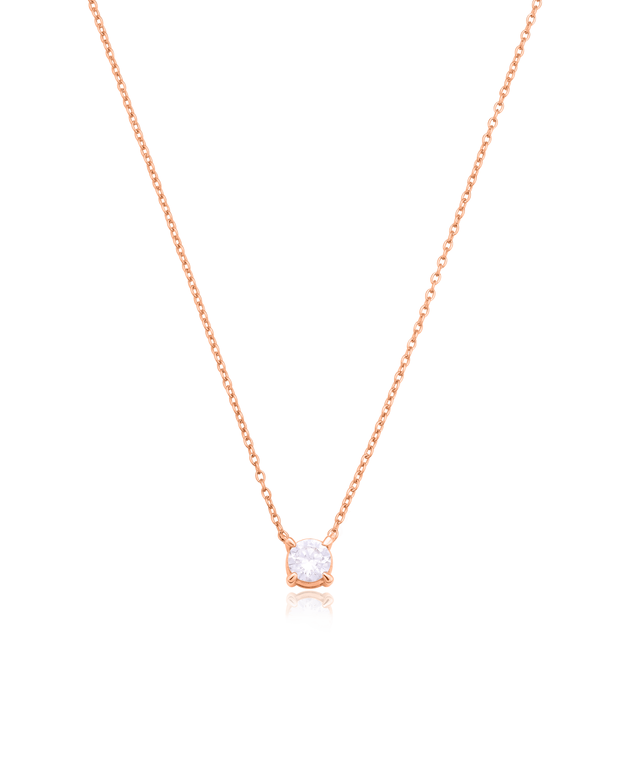 Round Solitaire Diamond Necklace - 18K Gold Vermeil Necklaces magal-dev 