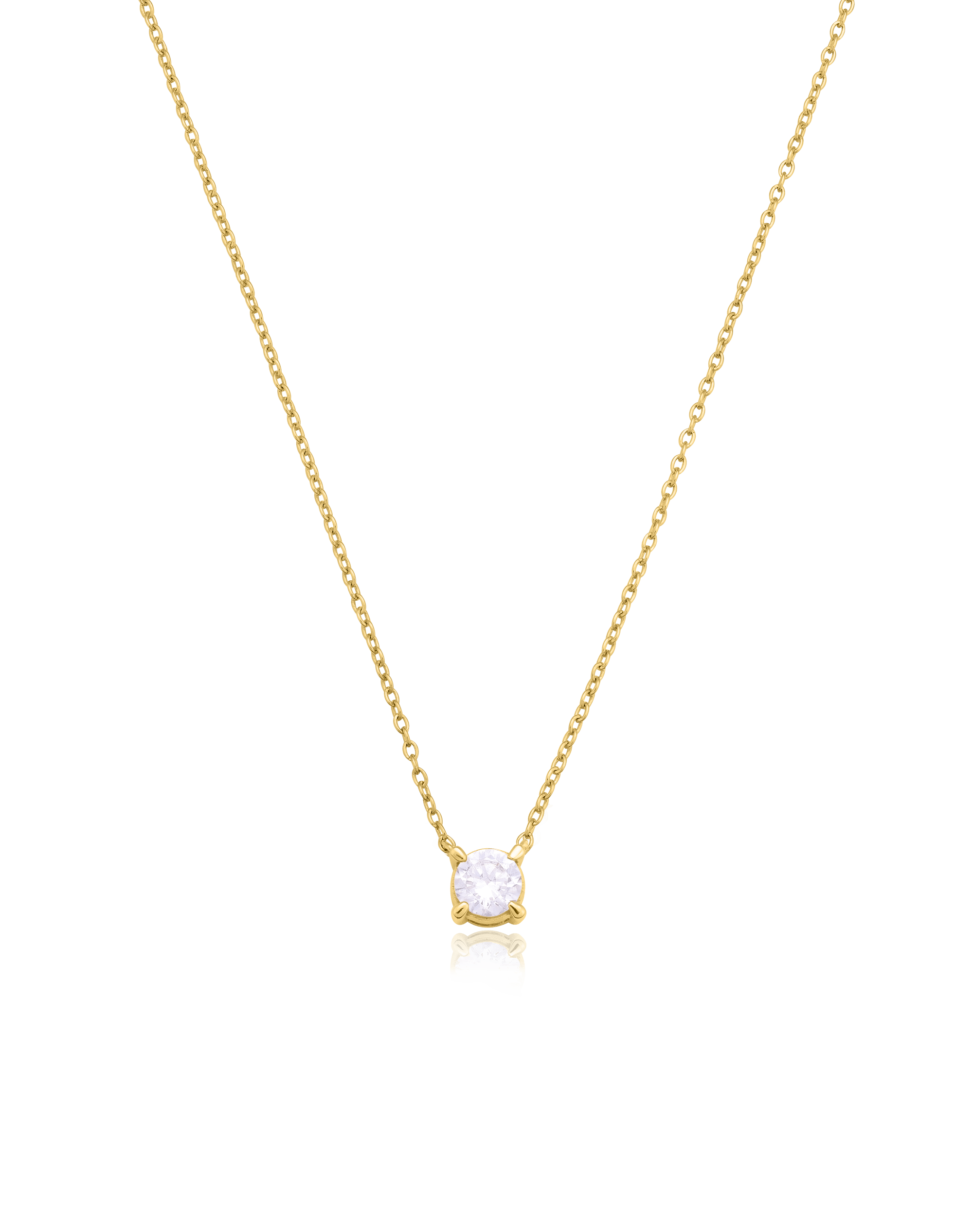 Round Solitaire Diamond Necklace - 14K Yellow Gold Necklaces magal-dev 0.10 CT 16” 