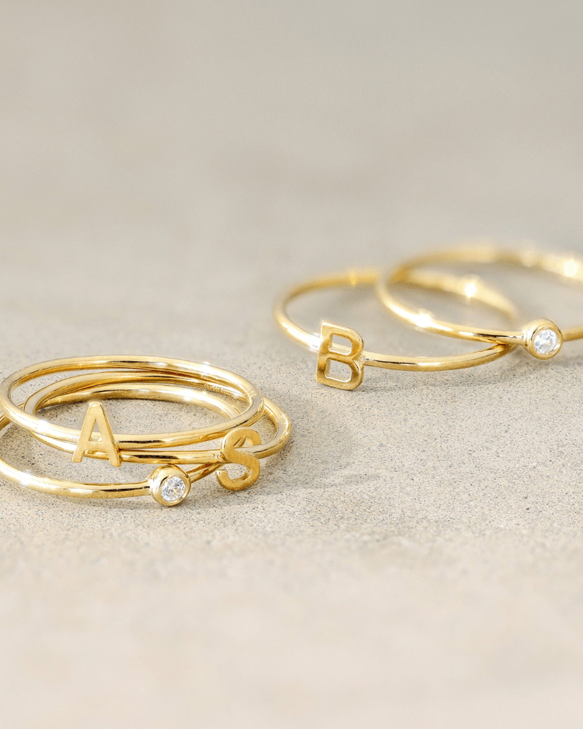 Stackable Initial Ring(s) - 14K Rose Gold Rings magal-dev 