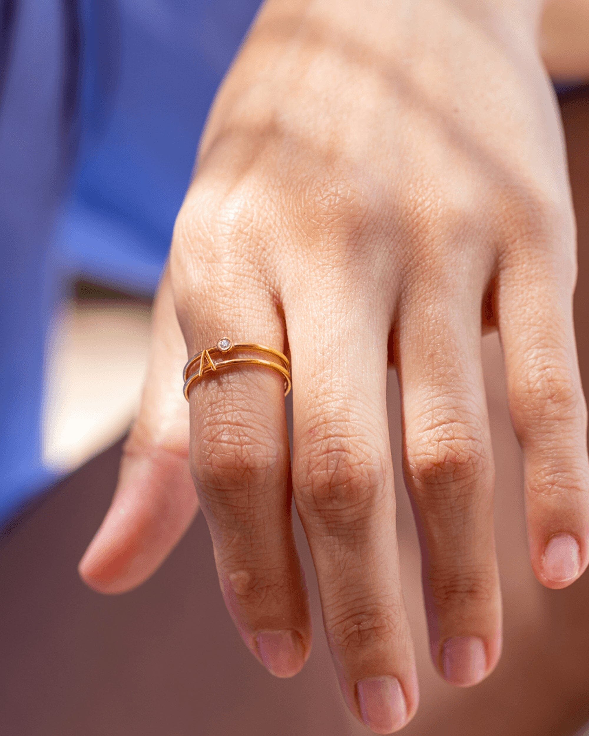 Stackable Initial Ring(s) - 14K White Gold Rings magal-dev 