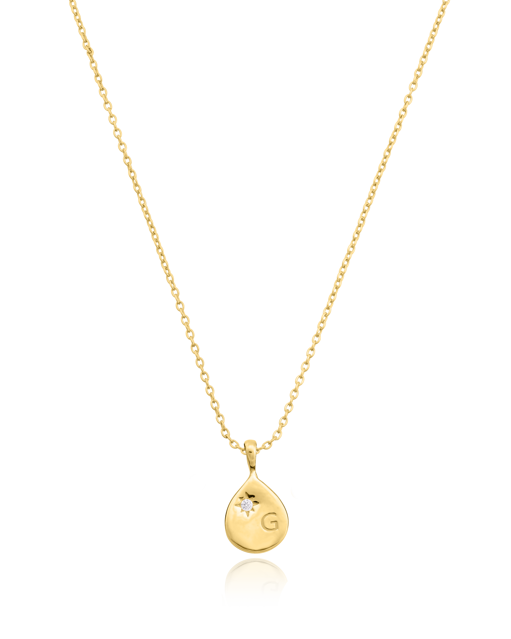 Diamond Drop Initial Necklace - 18K Gold Vermeil Necklaces magal-dev 1 Drop 16”+2” extender 