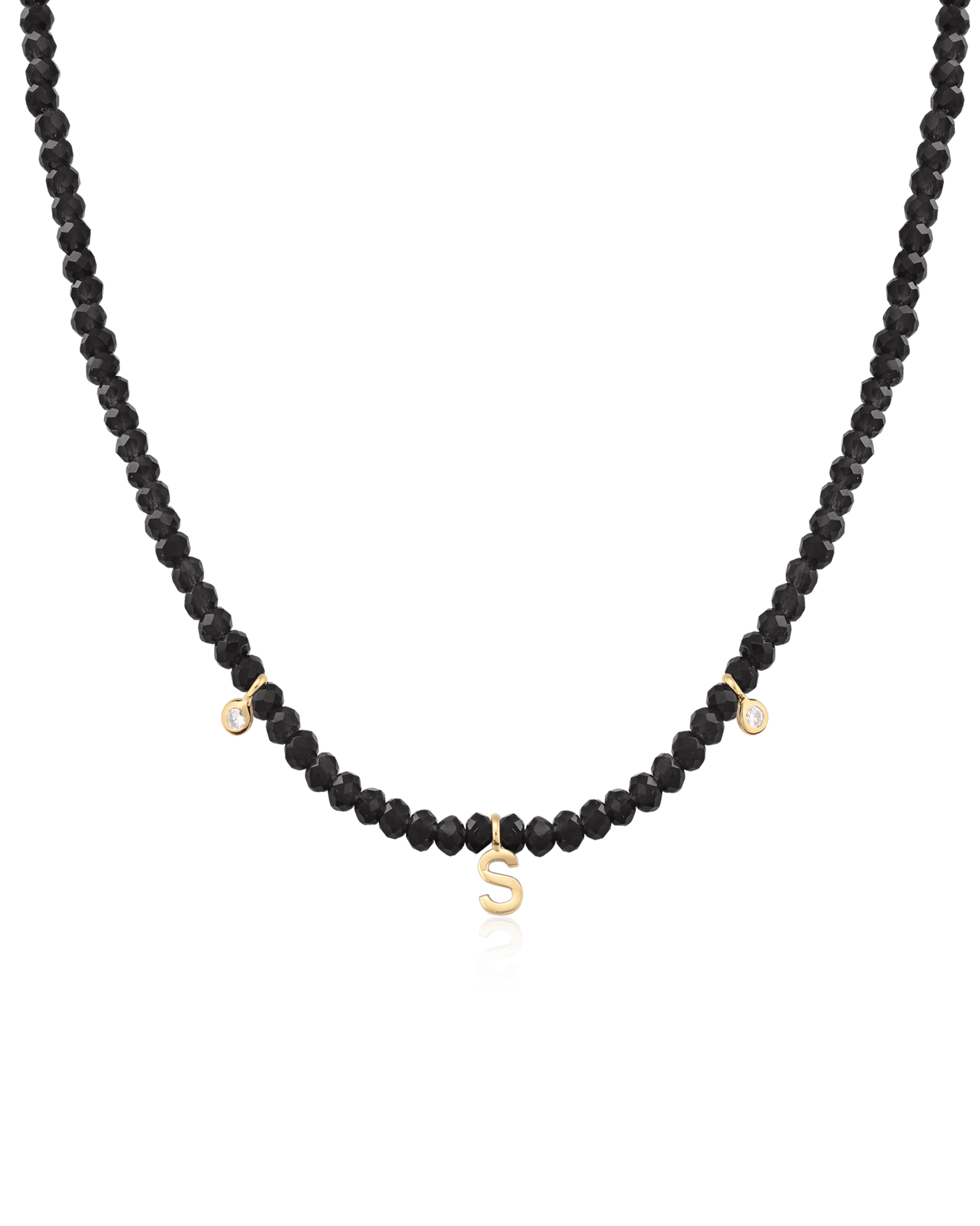 Alexis Necklace - 18K Gold Vermeil Necklaces Gold Vermeil Glass Beads Black Spinnel 