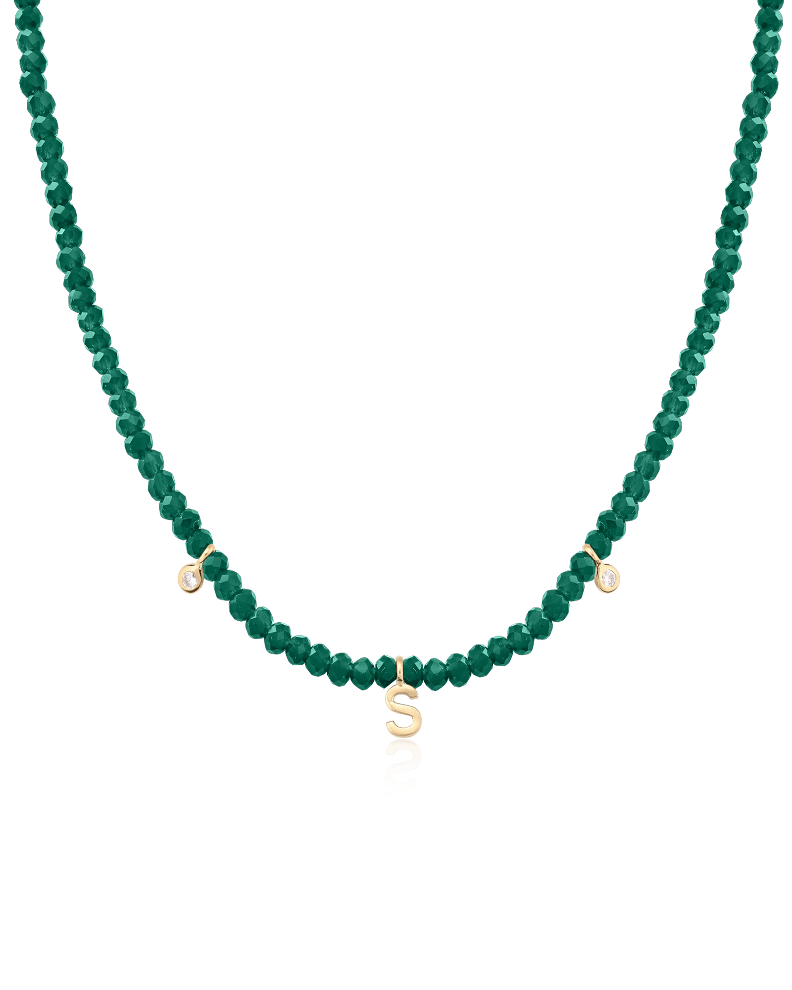 Alexis Necklace - 18K Gold Vermeil Necklaces Gold Vermeil Glass Beads Emerald 