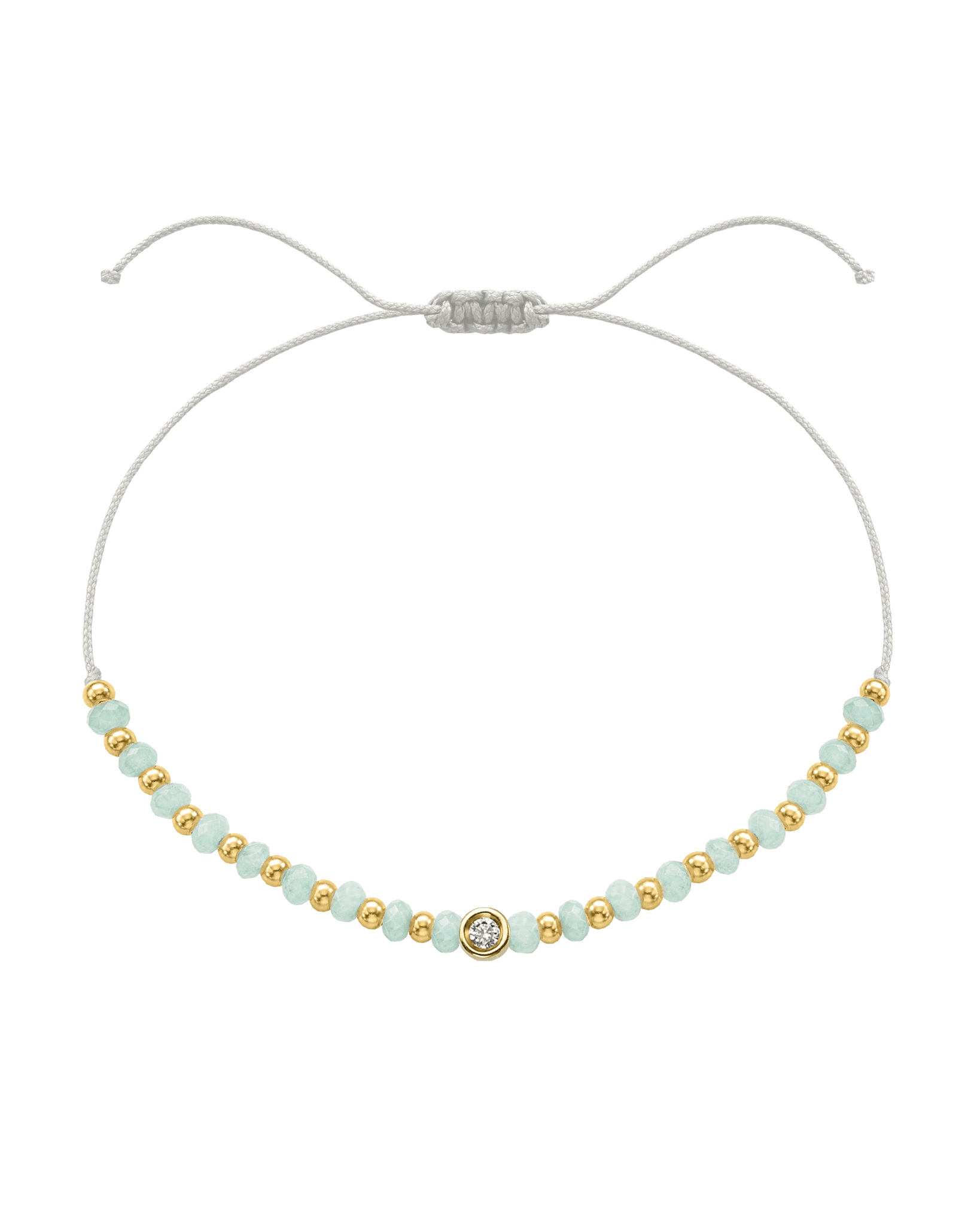 Apatite Gemstone String of Love Bracelet for Inspiration - 14K Yellow Gold Bracelets 14K Solid Gold Pearl Small: 0.03ct 