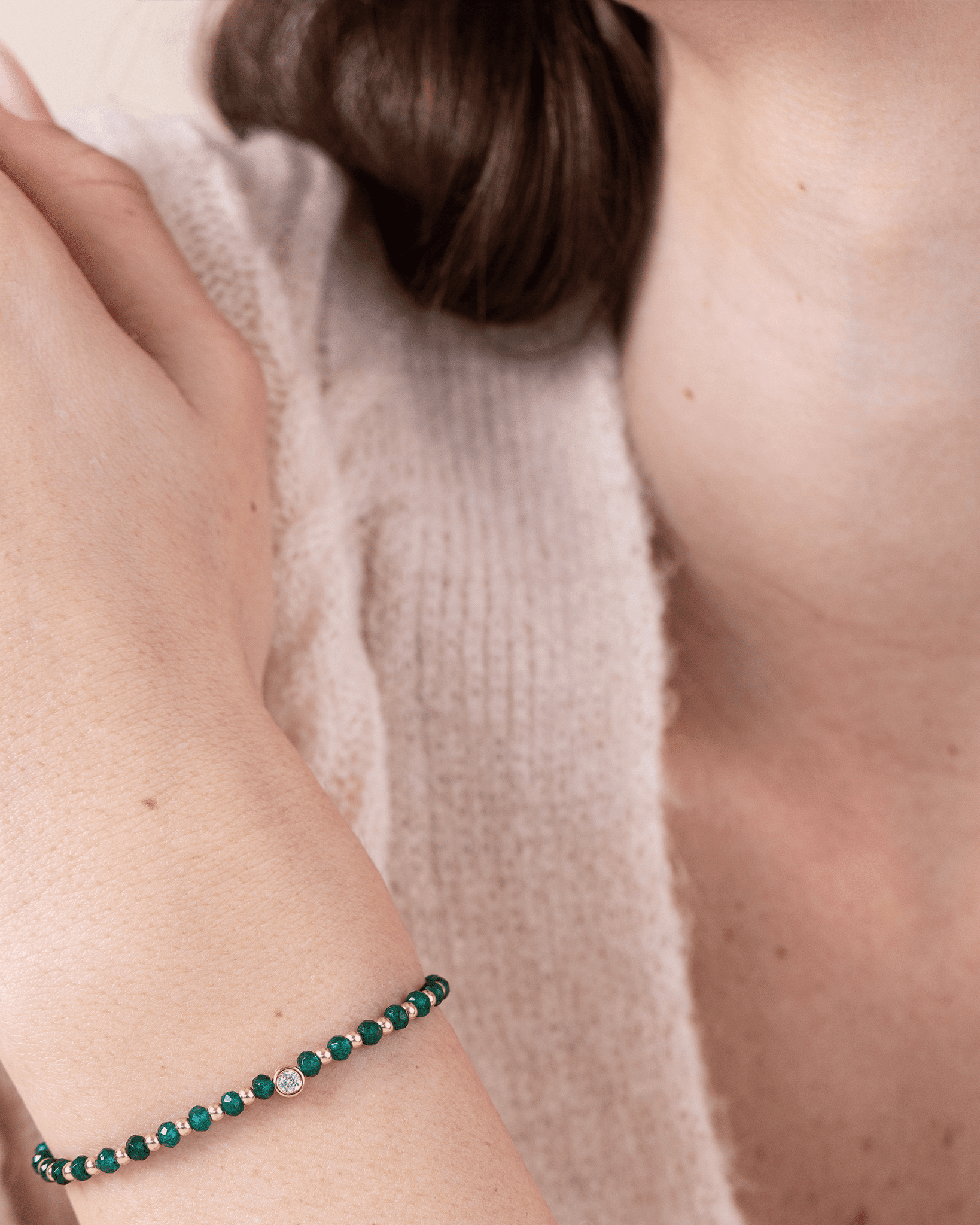 Aventurine Gemstone String of Love Bracelet for Luck - 14K Rose Gold Bracelets 14K Solid Gold 