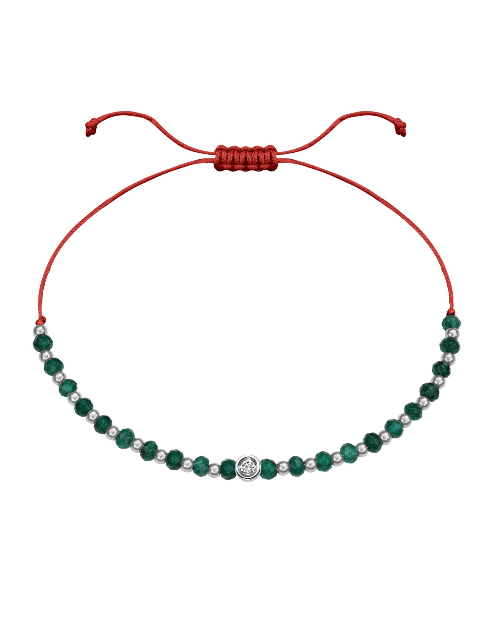 Aventurine Gemstone String of Love Bracelet for Luck - 14K White Gold Bracelets 14K Solid Gold Red Small: 0.03ct 