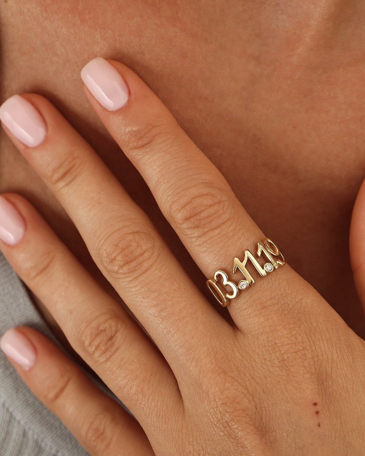 Birthdate Diamond Ring - 14K Yellow Gold Rings magal-dev 