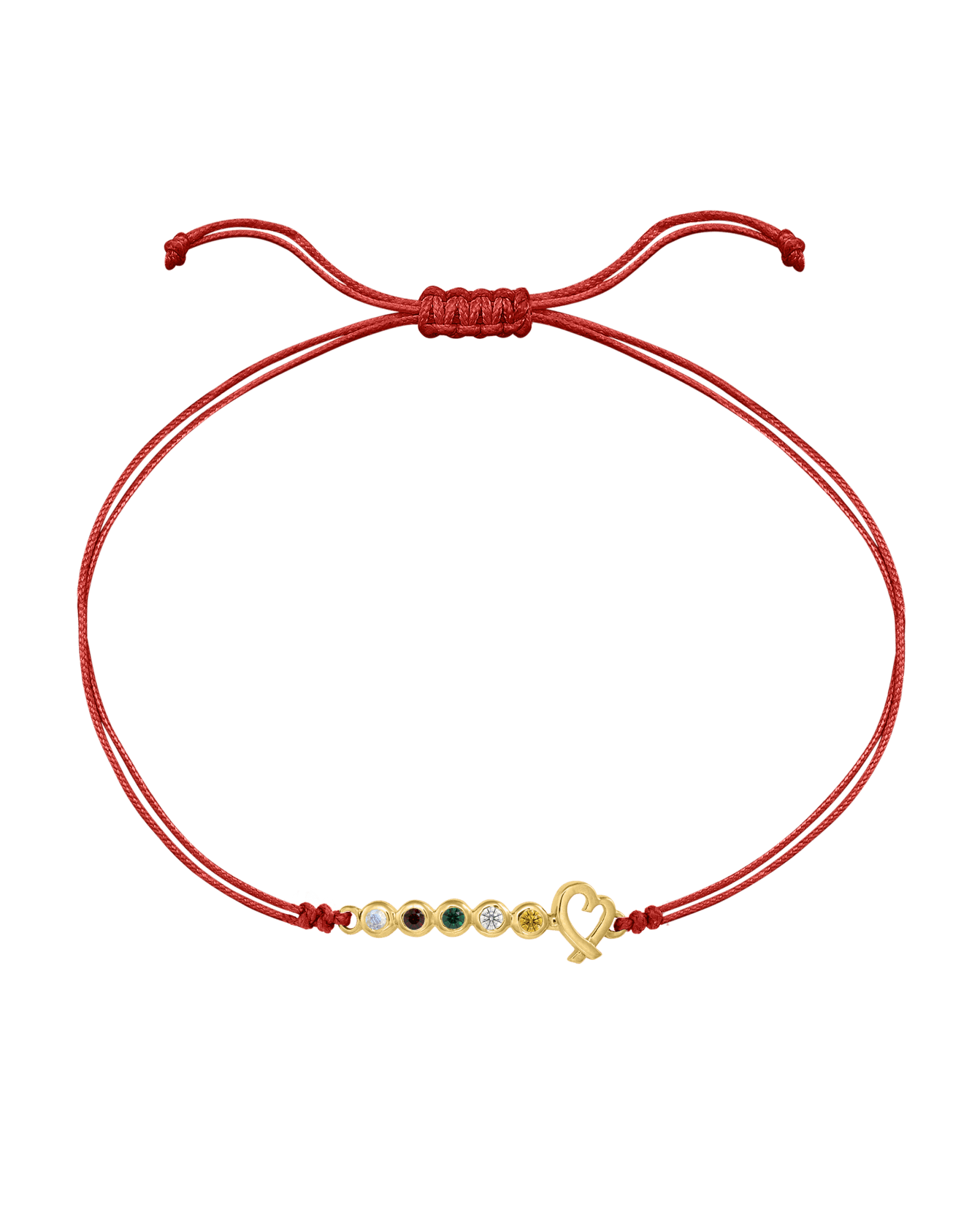 Birthstone Bar Heart Bracelet - 14K Yellow Gold Bracelets 14K Solid Gold Red 2 