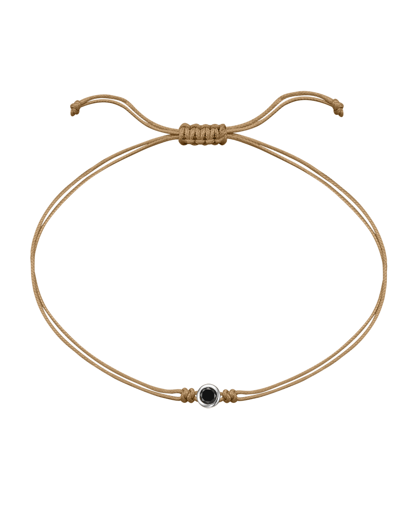 Black String Bracelet with Diamond- 14K Solid Gold