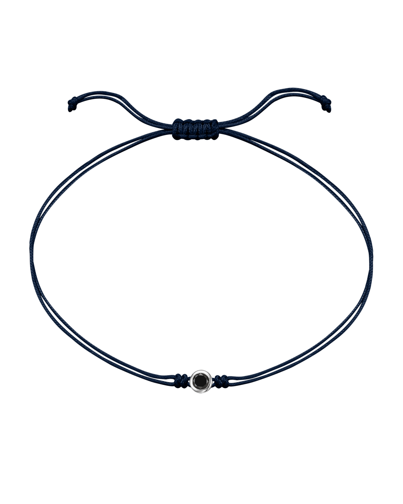 Black String Bracelet with Diamond- 14K Solid Gold - Oak & Luna