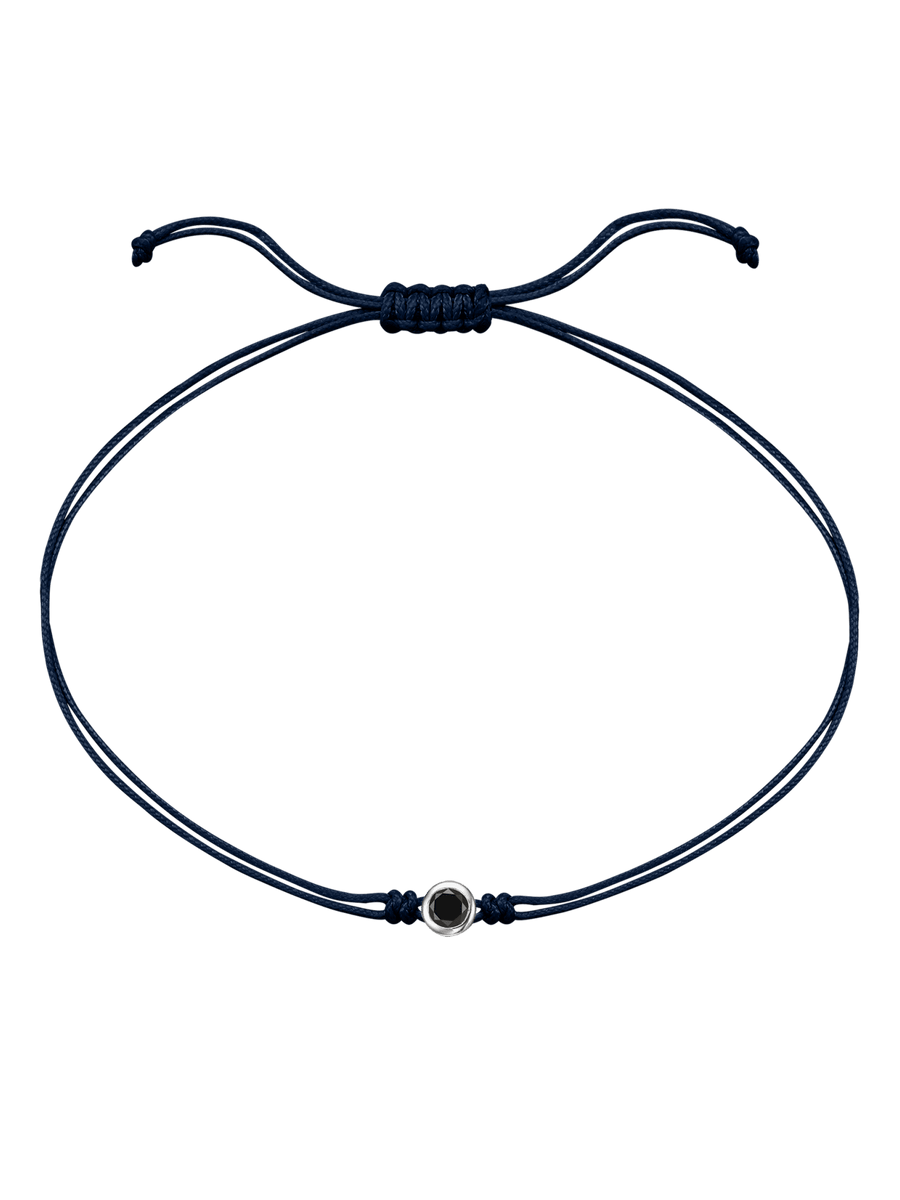 Black String Bracelet with Diamond- 14K Solid Gold