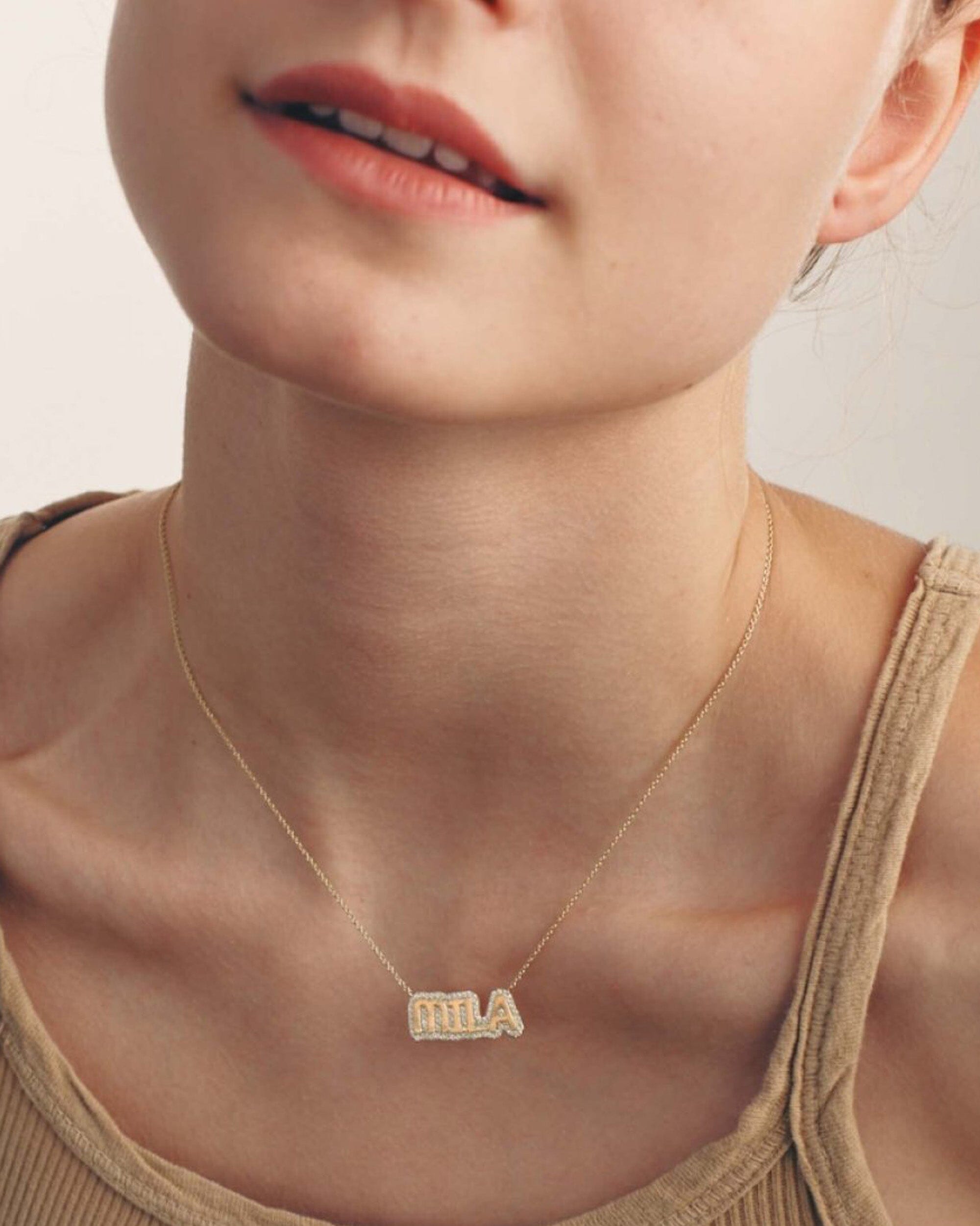 Bubble Nameplate - 18K Gold Vermeil Necklaces magal-dev 