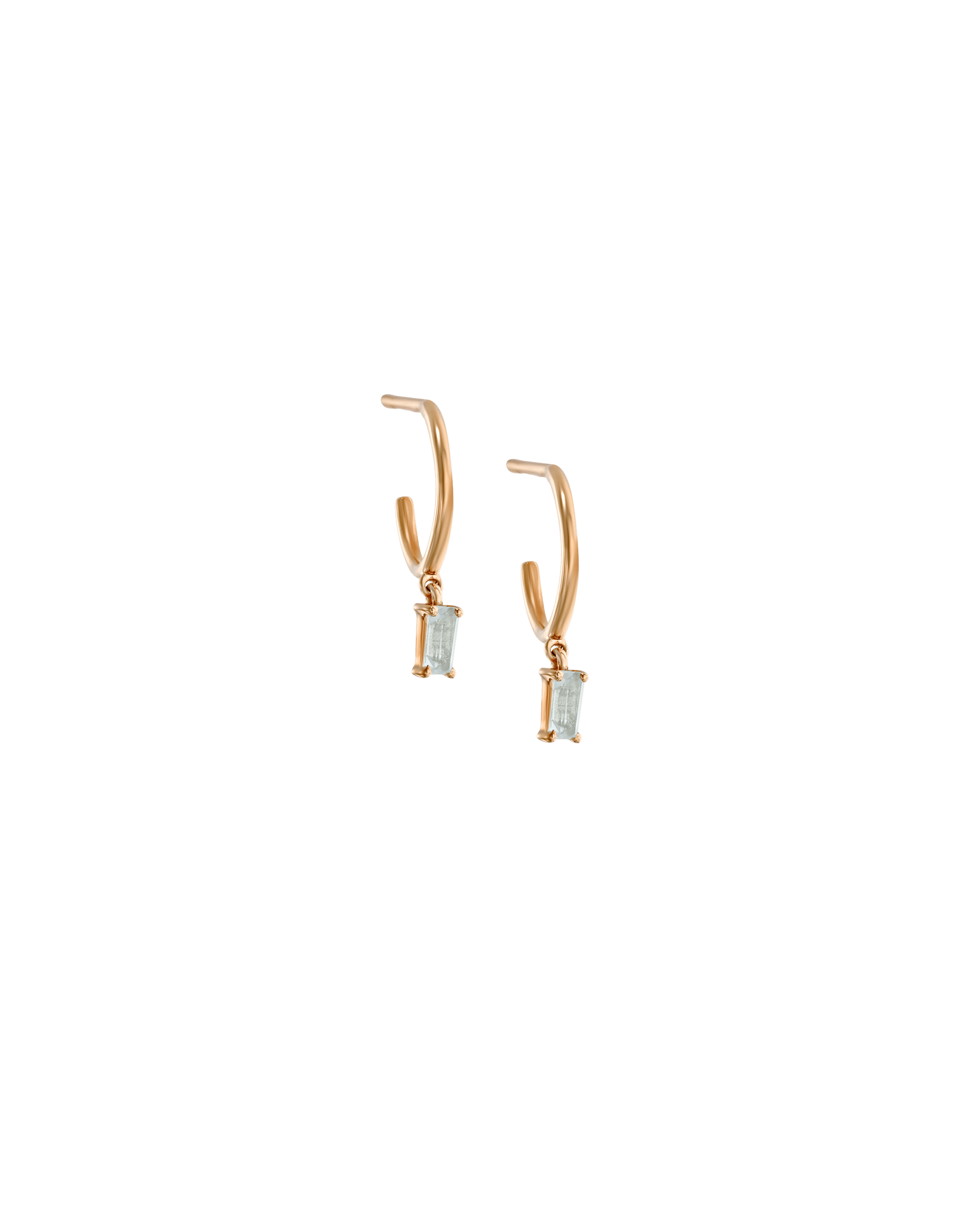 Dangling Baguette Huggies in Light Blue - 18K Rose Vermeil Earrings magal-dev 