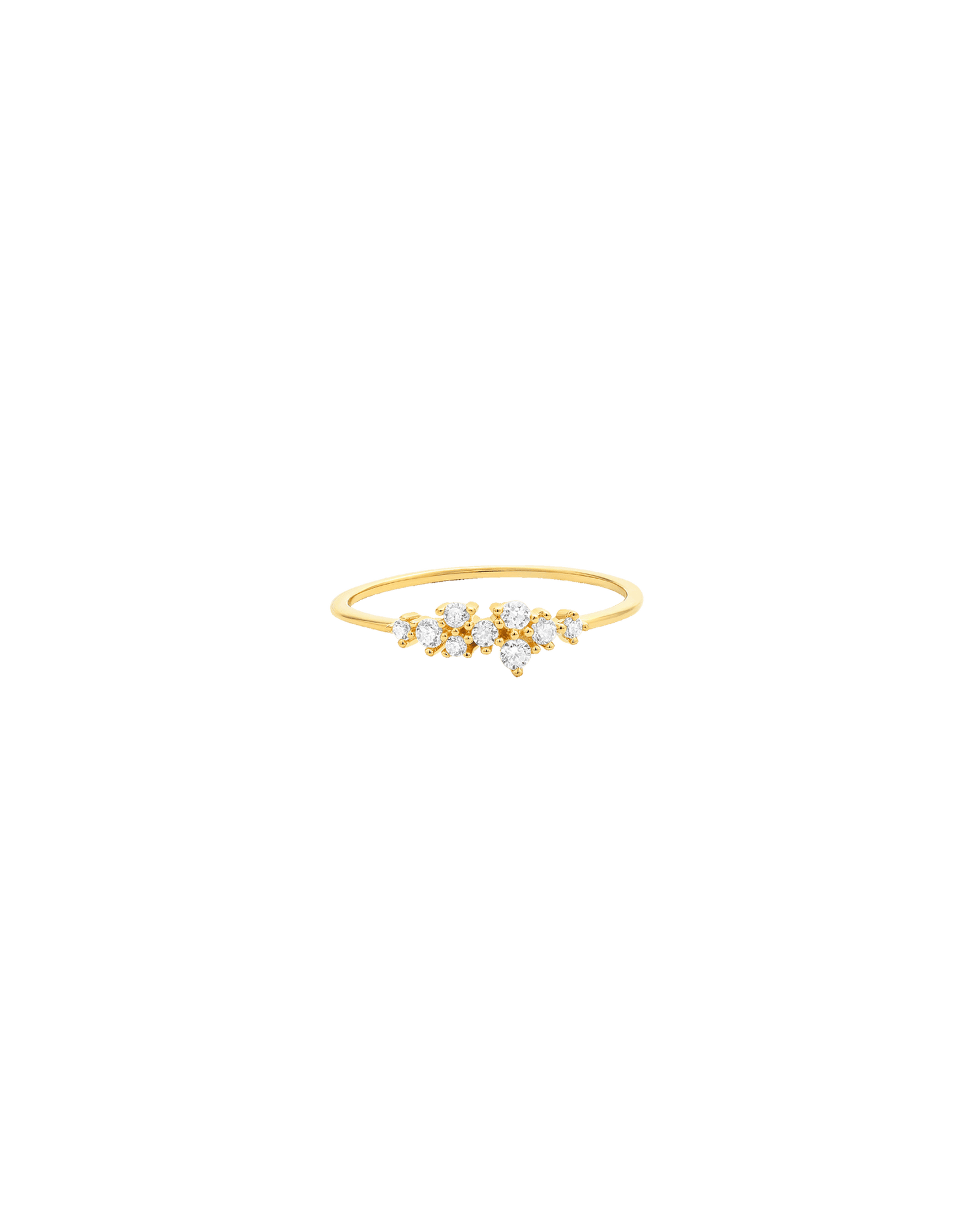 Diamond Cluster Bouquet Ring - 14K Yellow Gold Rings 14K Solid Gold US 4 