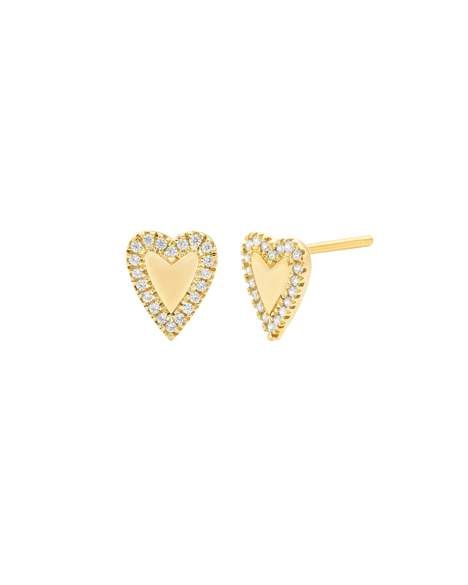 Diamond Heart Earrings - 14K Rose Gold Earrings 14K Solid Gold 