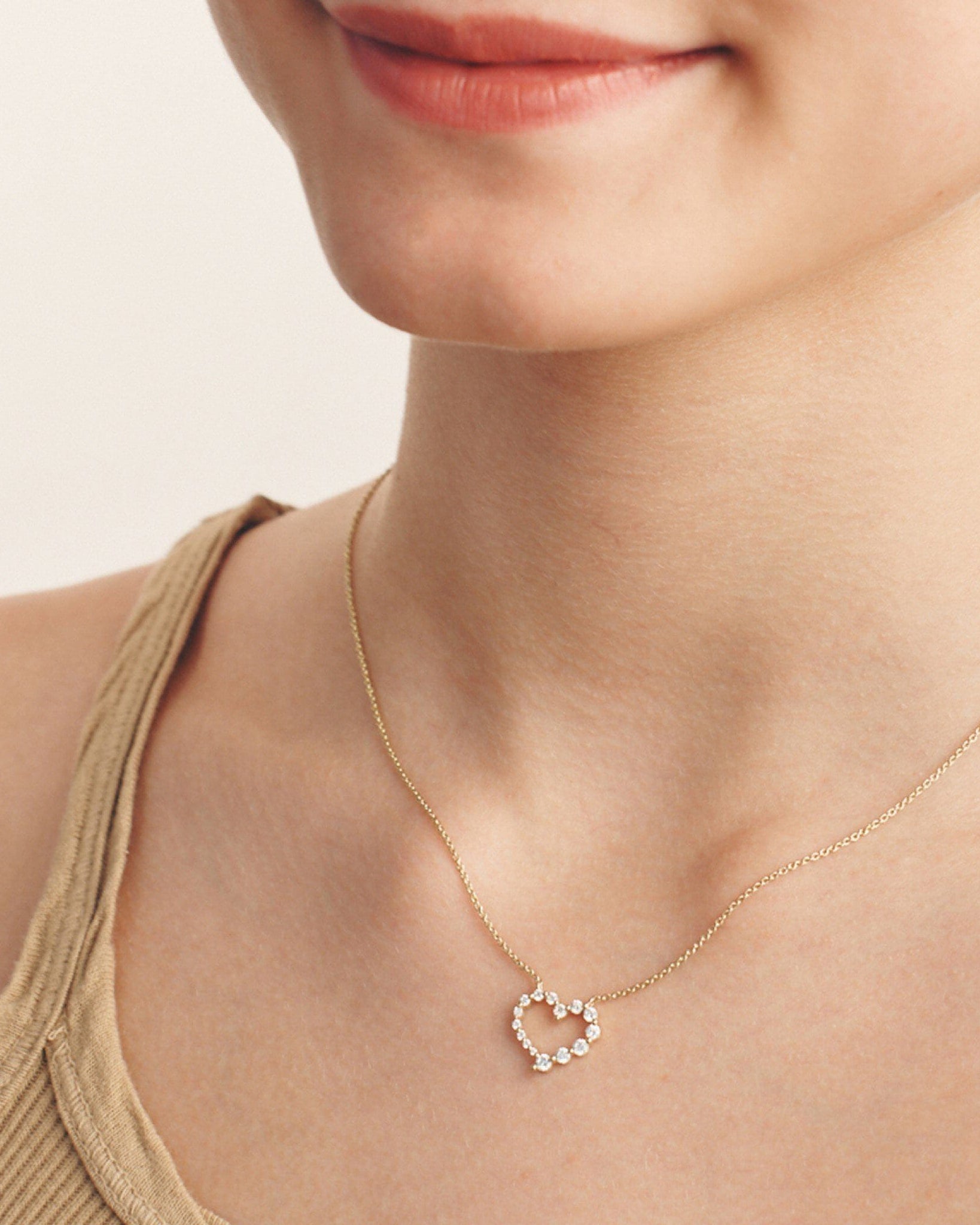 Diamond Heart Pendant - 14K Yellow Gold Necklaces magal-dev 