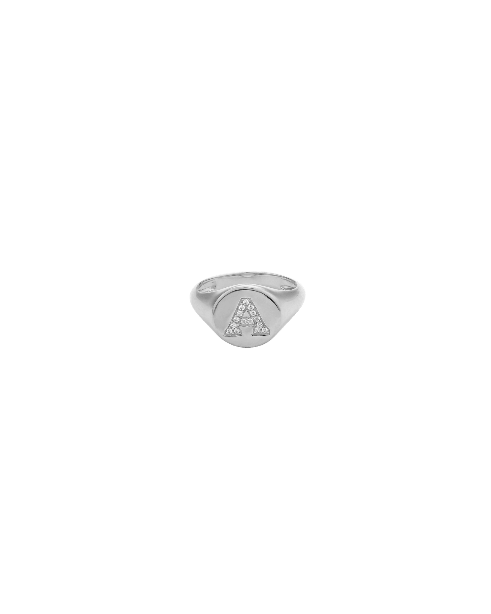 Diamond Initial Signet Ring - 14K Yellow Gold Rings magal-dev 