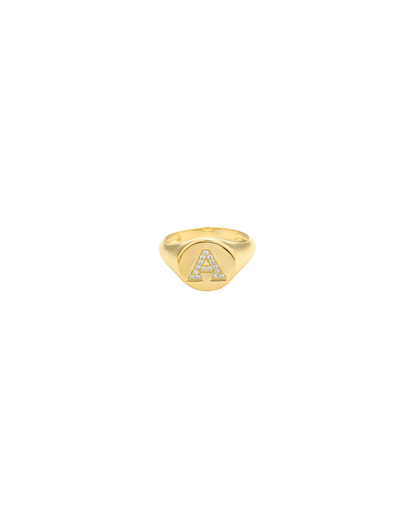 Diamond Initial Signet Ring - 14K Yellow Gold Rings magal-dev US 4 