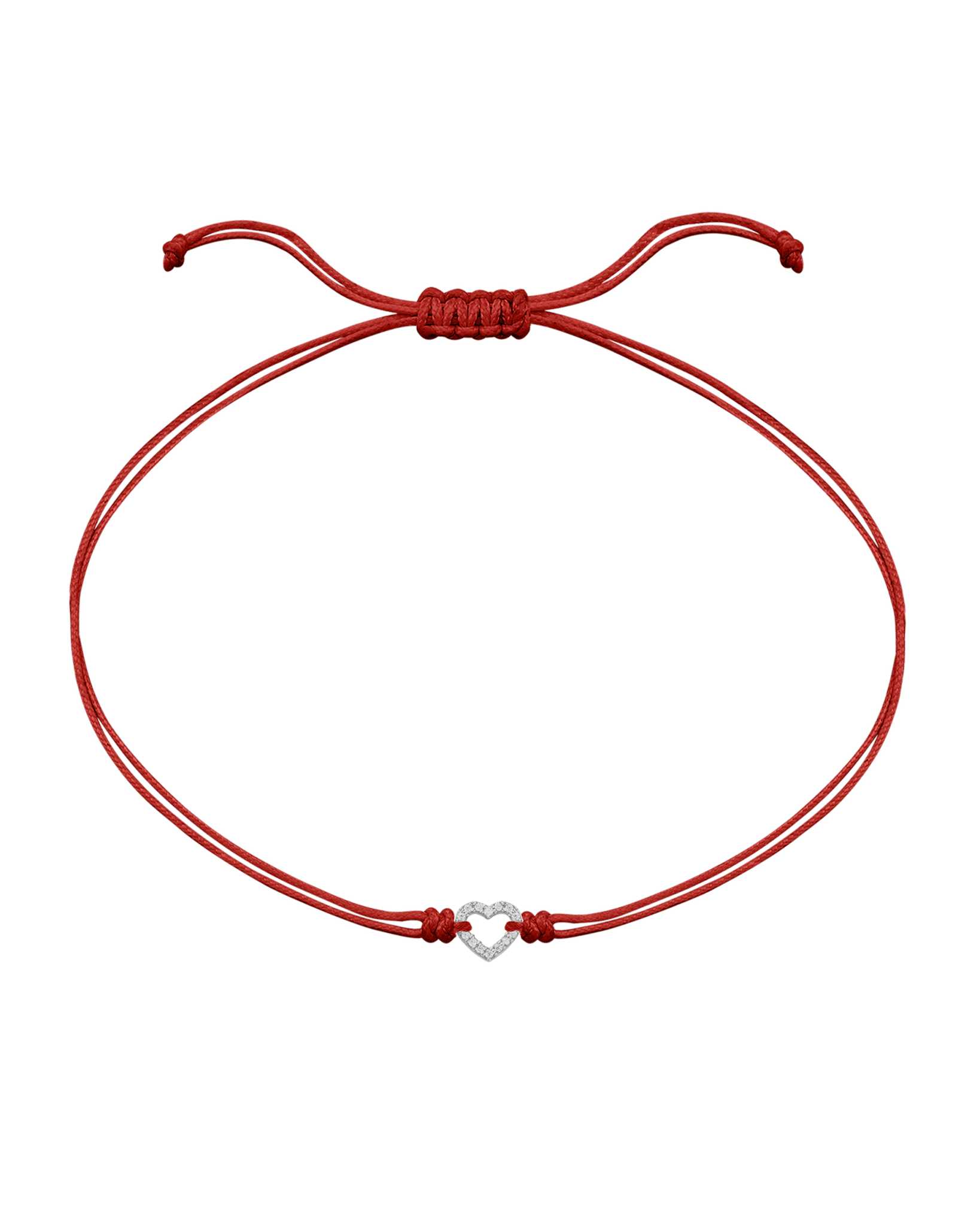 Diamond Outline Heart String of Love Bracelet - 14K White Gold Bracelets magal-dev Red 