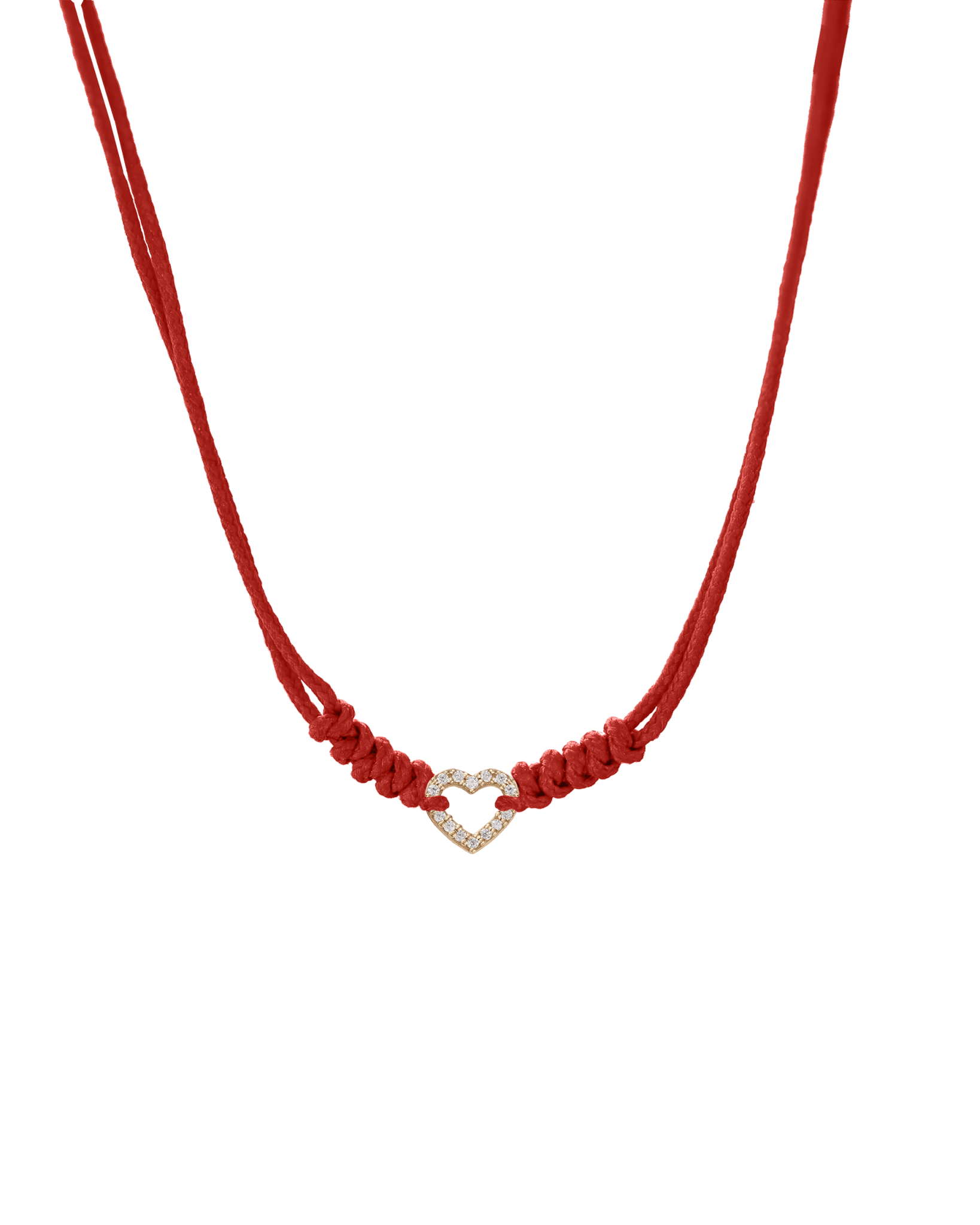 Diamond Outline Heart String of Love Necklace - 14K Yellow Gold Necklaces 14K Solid Gold Red 