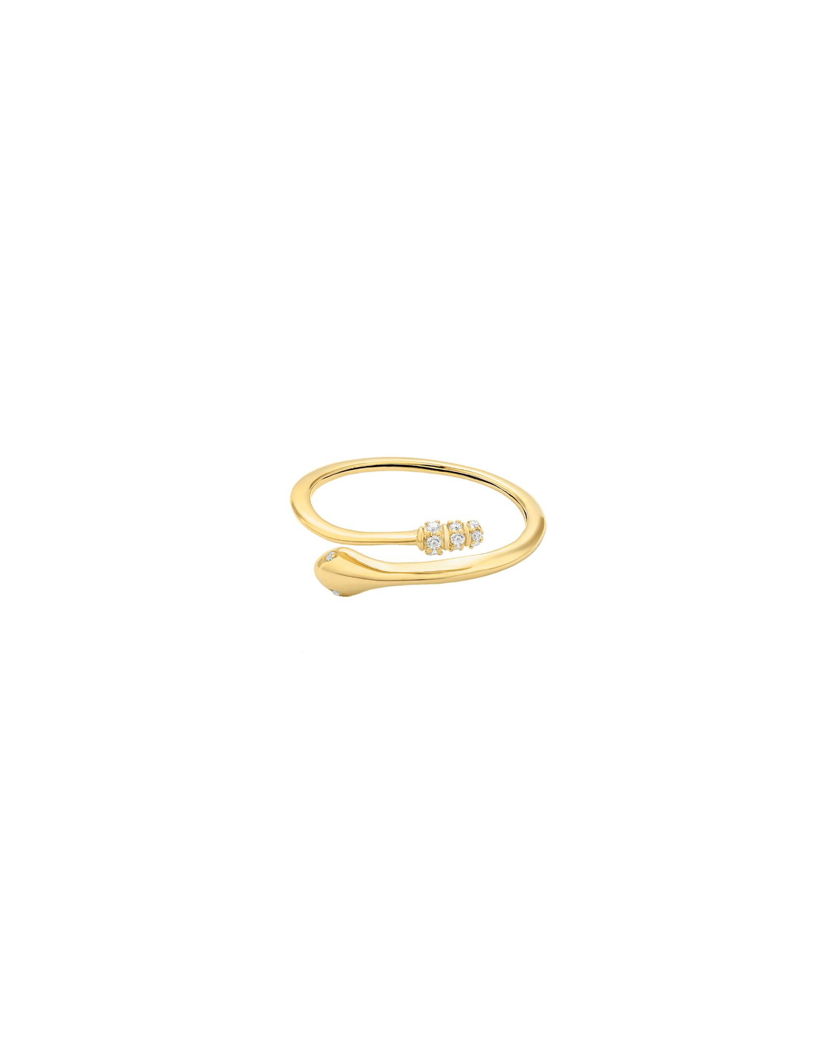 Diamond Snake Ring - 14K Yellow Gold Rings 14K Solid Gold US 4 