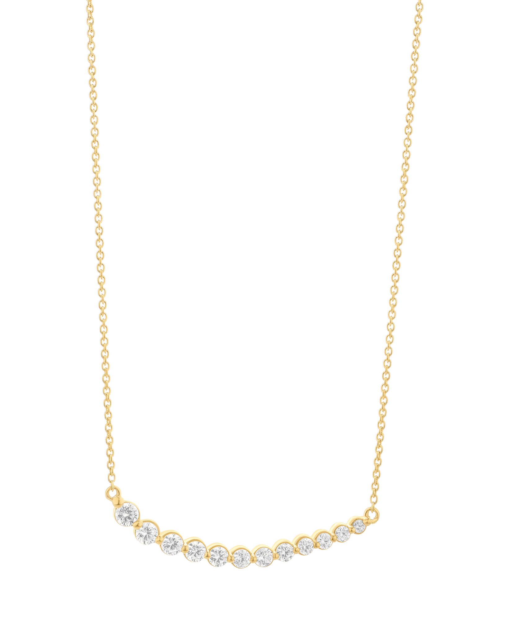 Diamonds Bezel Bar Necklace - 14K Rose Gold Necklaces magal-dev 