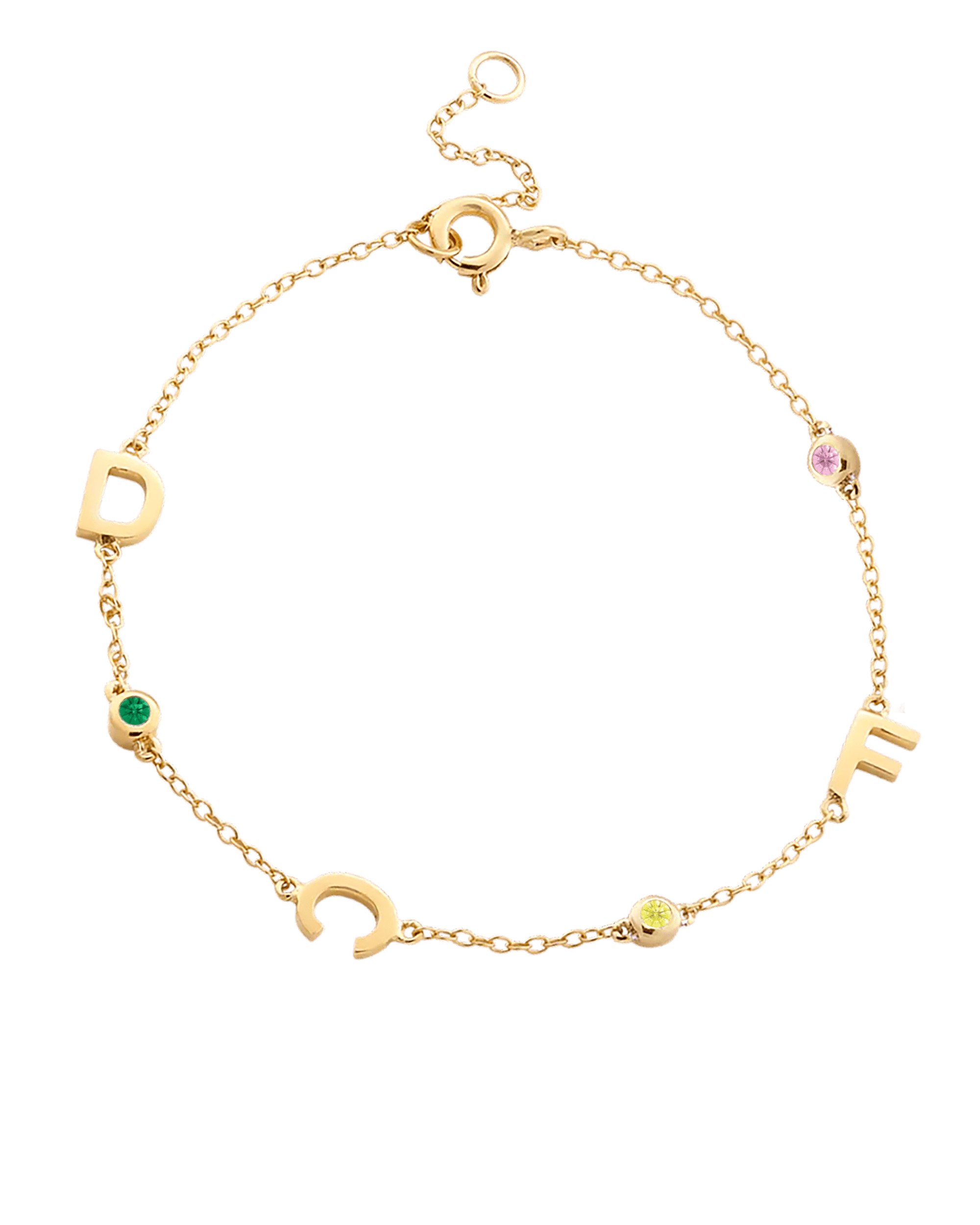 The Initial Birthstone Bracelet - 18K Gold Vermeil Bracelets magal-dev 1 Initial 6"-7" (S-M wrist) 