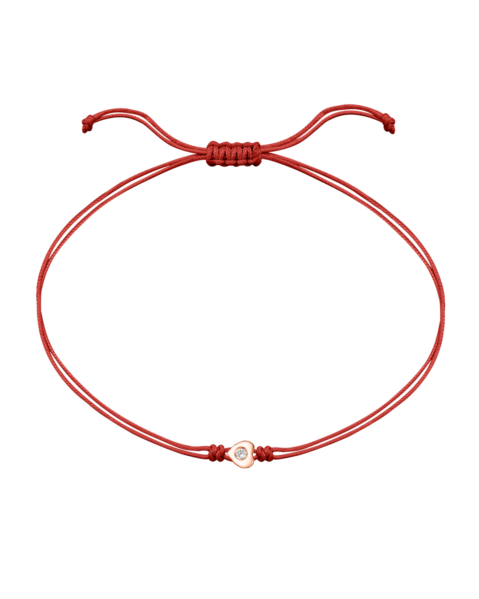 Heart Diamond String Of Love - 14K Rose Gold Bracelets 14K Solid Gold Red 