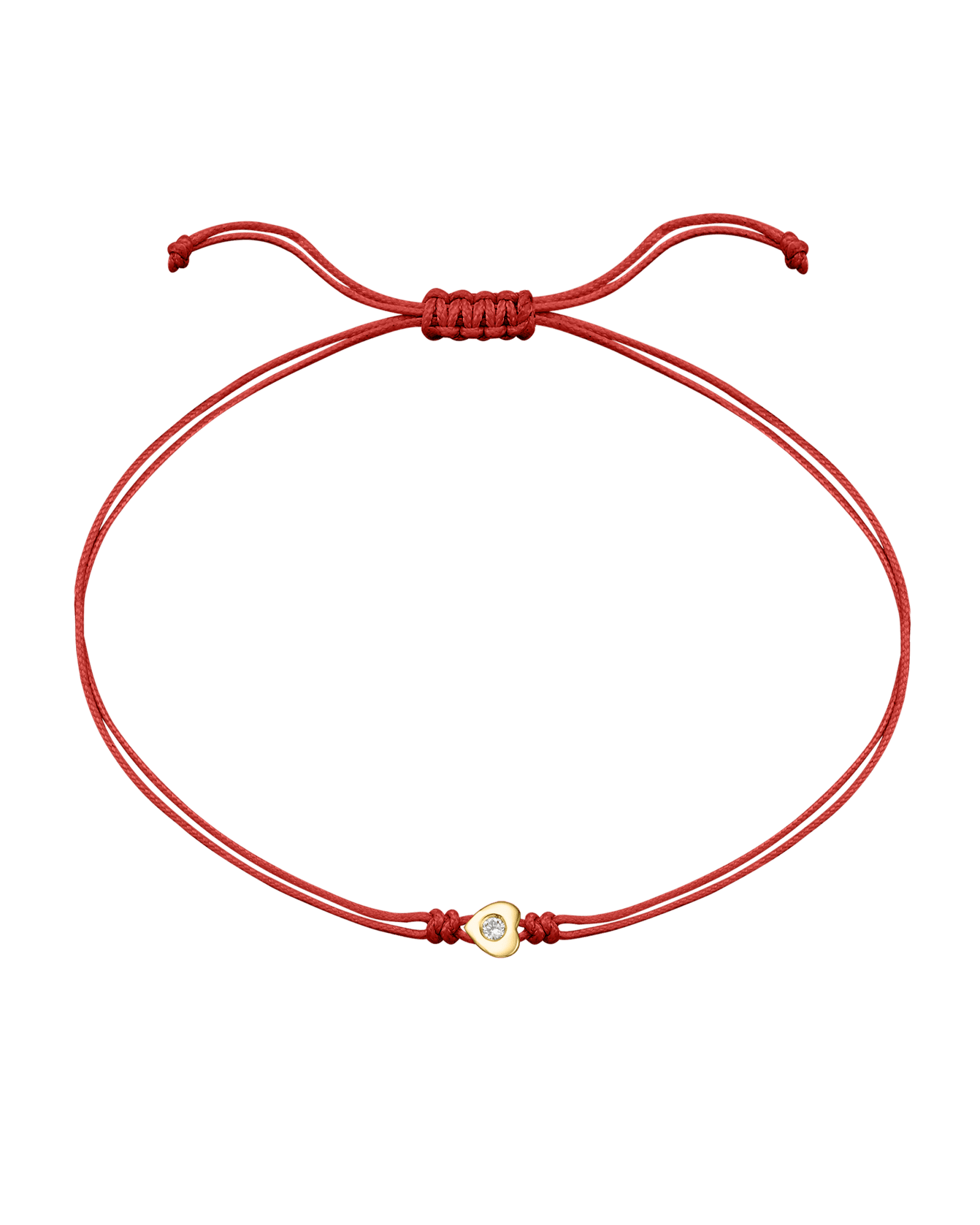 Heart Diamond String Of Love - 14K Yellow Gold Bracelets 14K Solid Gold Red 