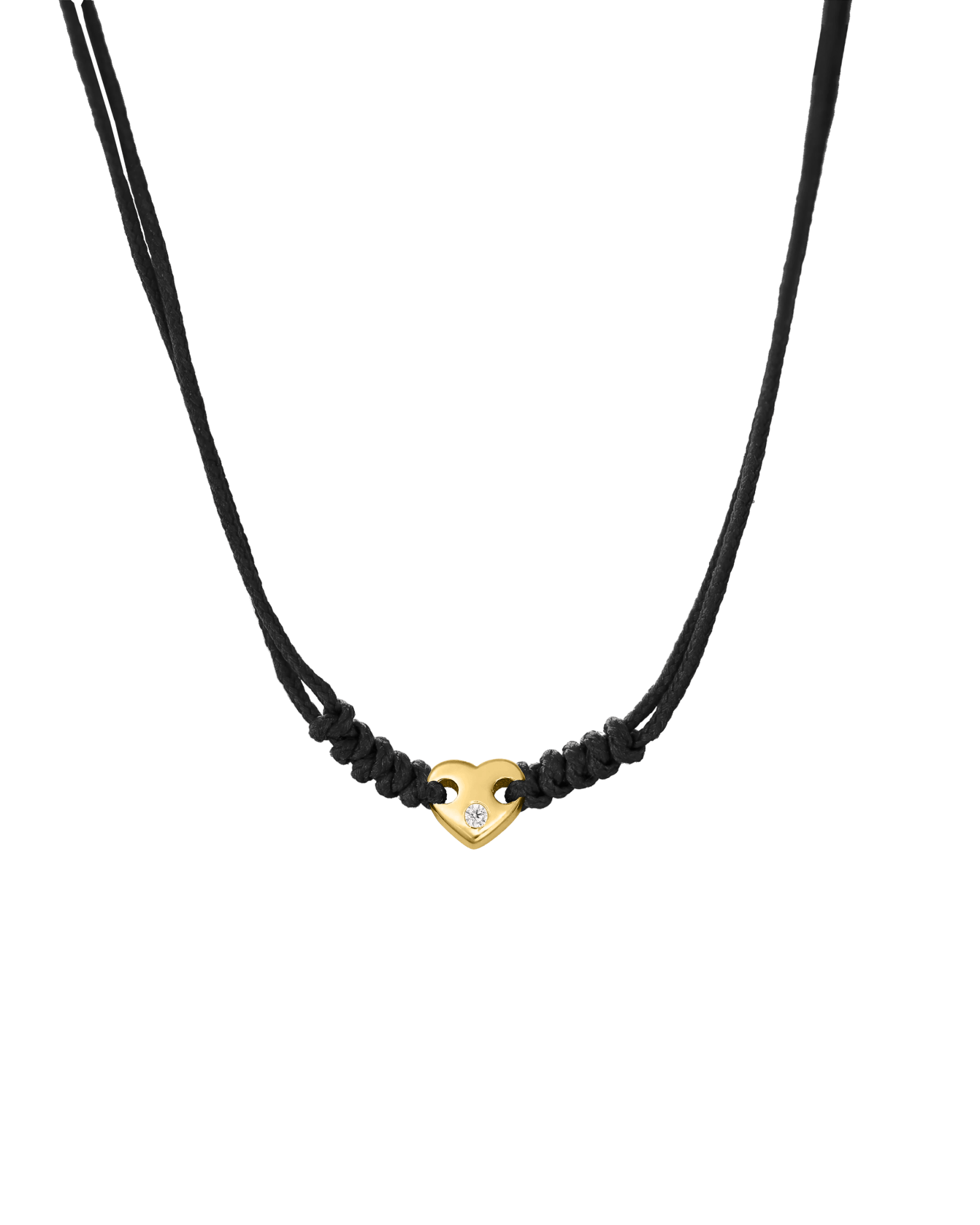 Heart of Gold String of Love Necklace - 14K Yellow Gold Necklaces 14K Solid Gold Black 