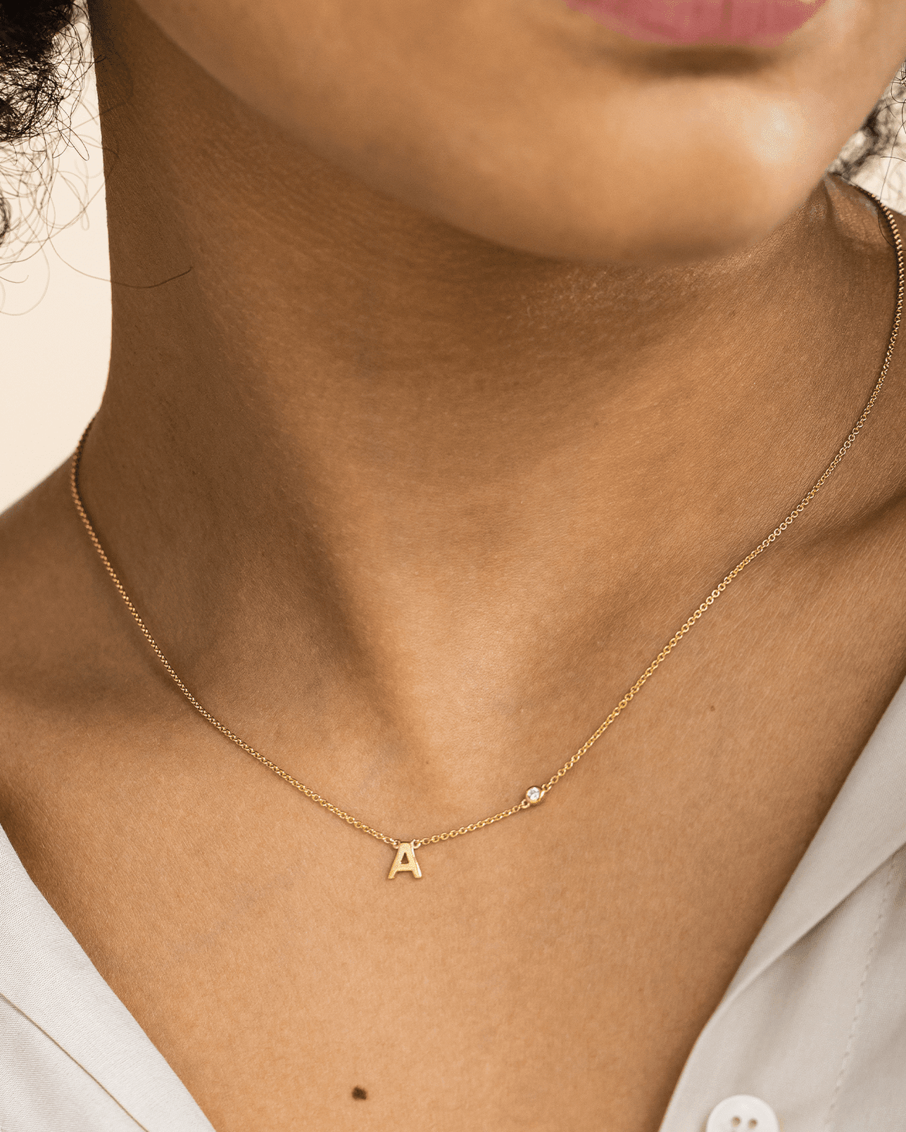 Initial Necklace with Diamonds - 18K Rose Vermeil Necklaces magal-dev 