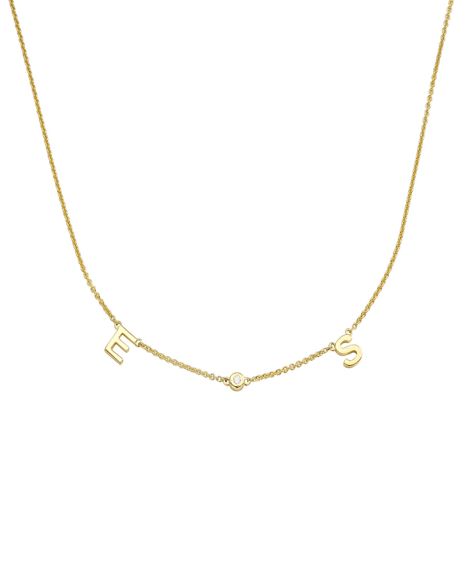 Initial Necklace with Diamonds - 14K Yellow Gold Necklaces magal-dev 1 Initial + 1 Diamond Adjustable 16-17" (40cm-43cm) 