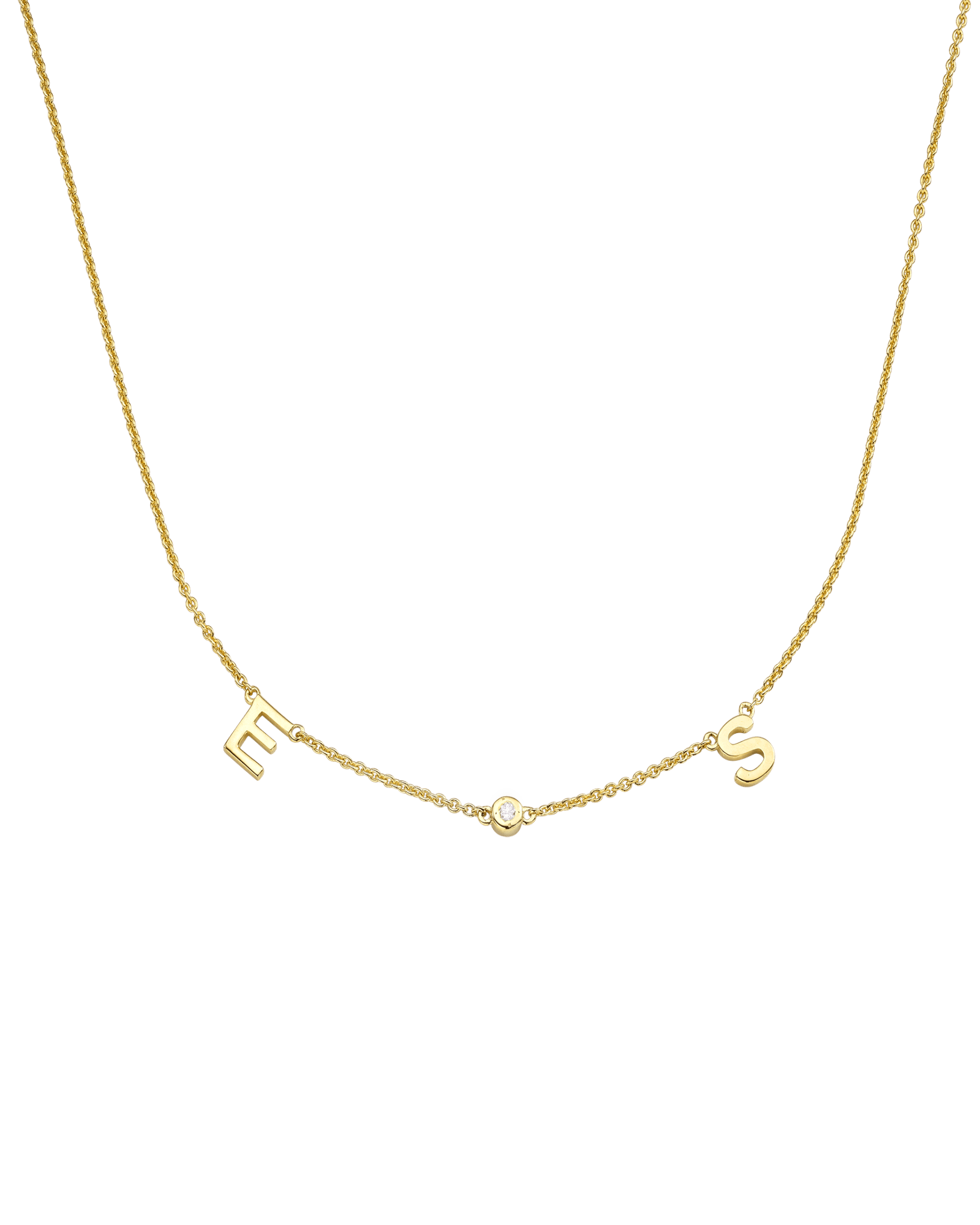 Initial Necklace with Diamonds - 18K Gold Vermeil Necklaces magal-dev 1 Initial + 1 Diamond Adjustable 16-17" (40cm-43cm) 