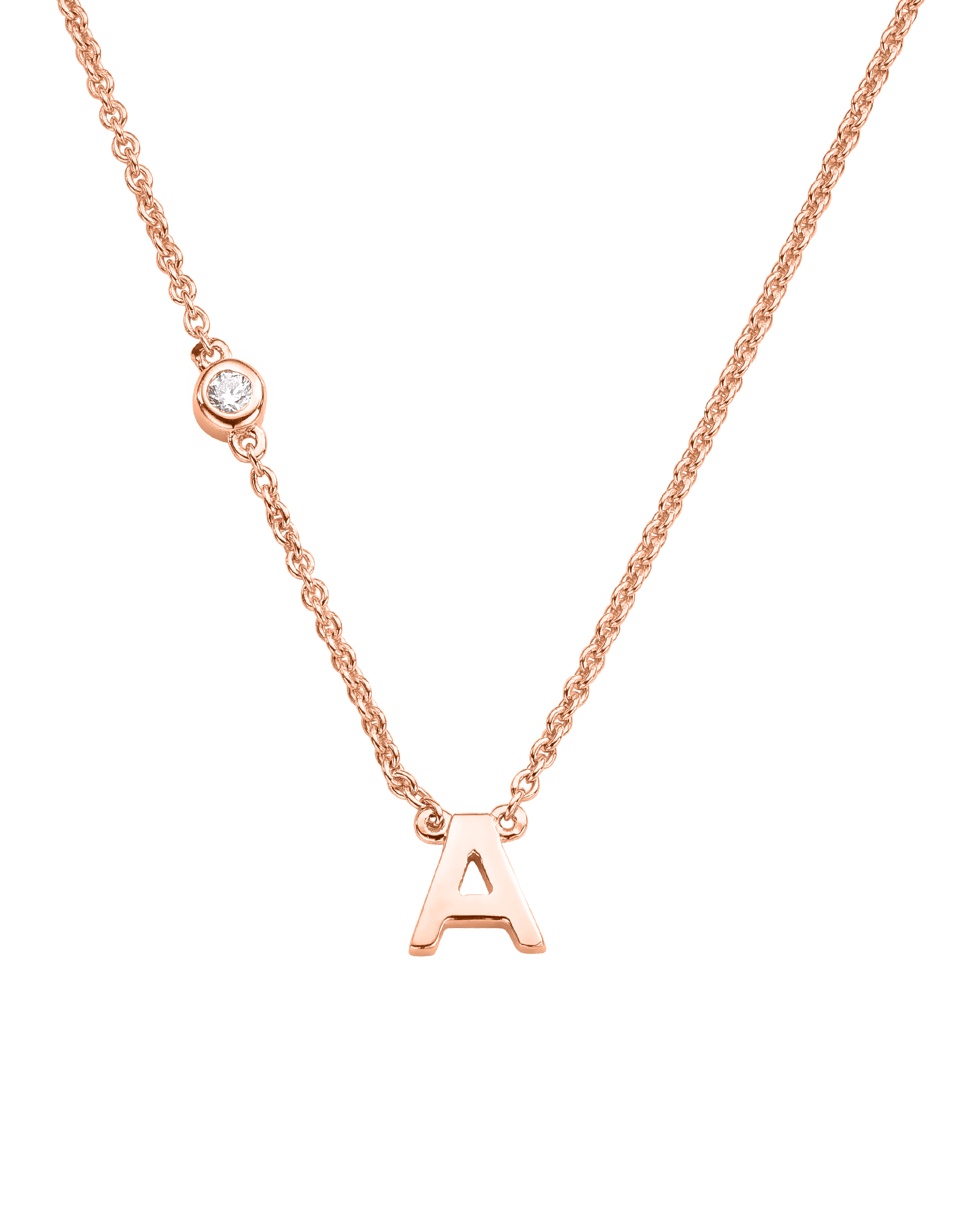 Initial Necklace with Diamonds - 18K Rose Vermeil Necklaces magal-dev 